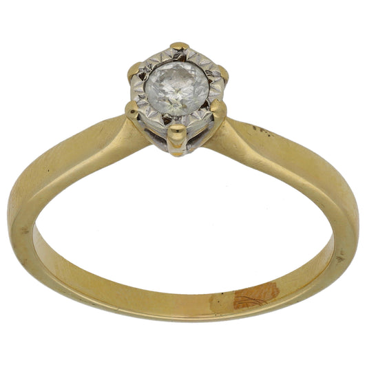 9ct Gold 0.25ct Diamond Solitaire Ring Size U