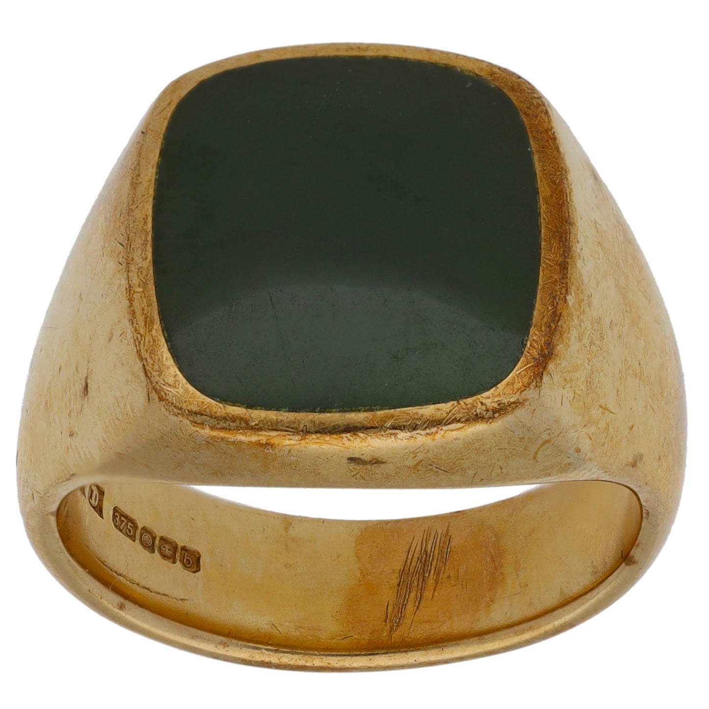 9ct Gold Nephrite Single Stone Signet Ring Size R