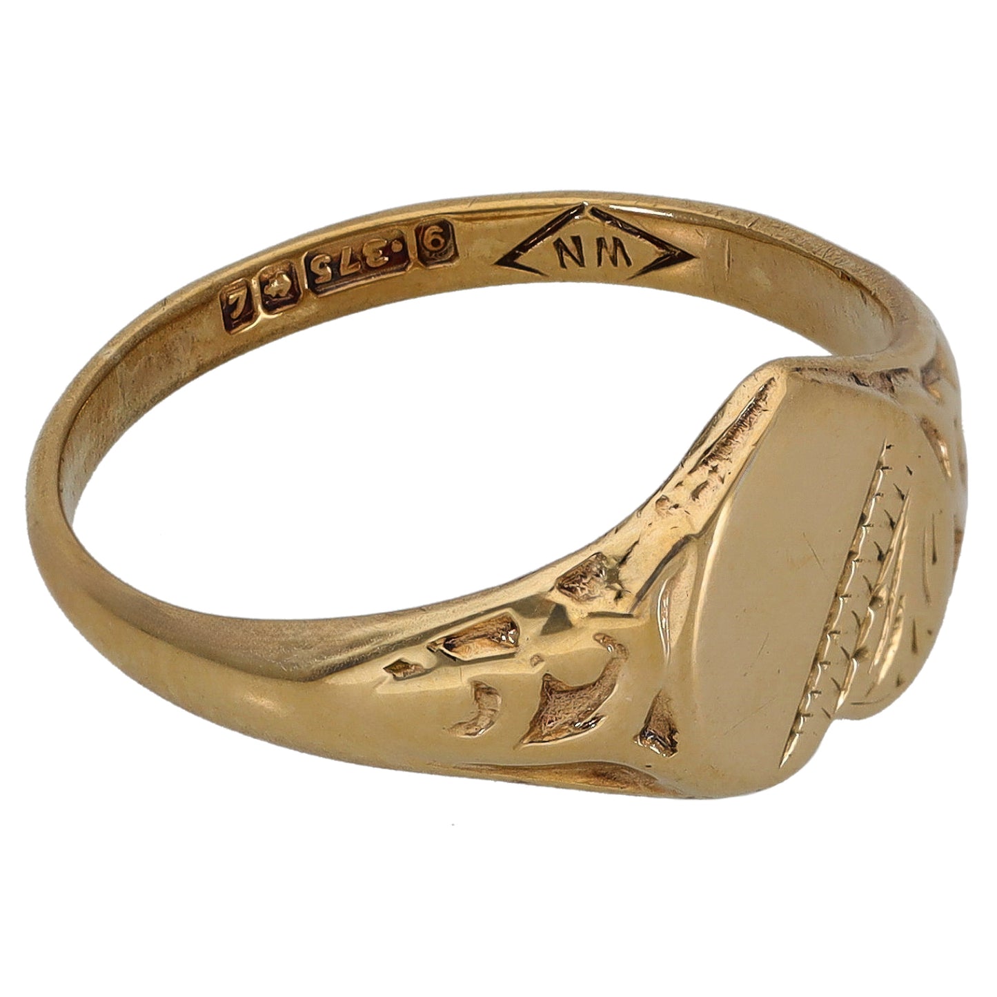 9ct Gold Patterned Signet Ring Size N