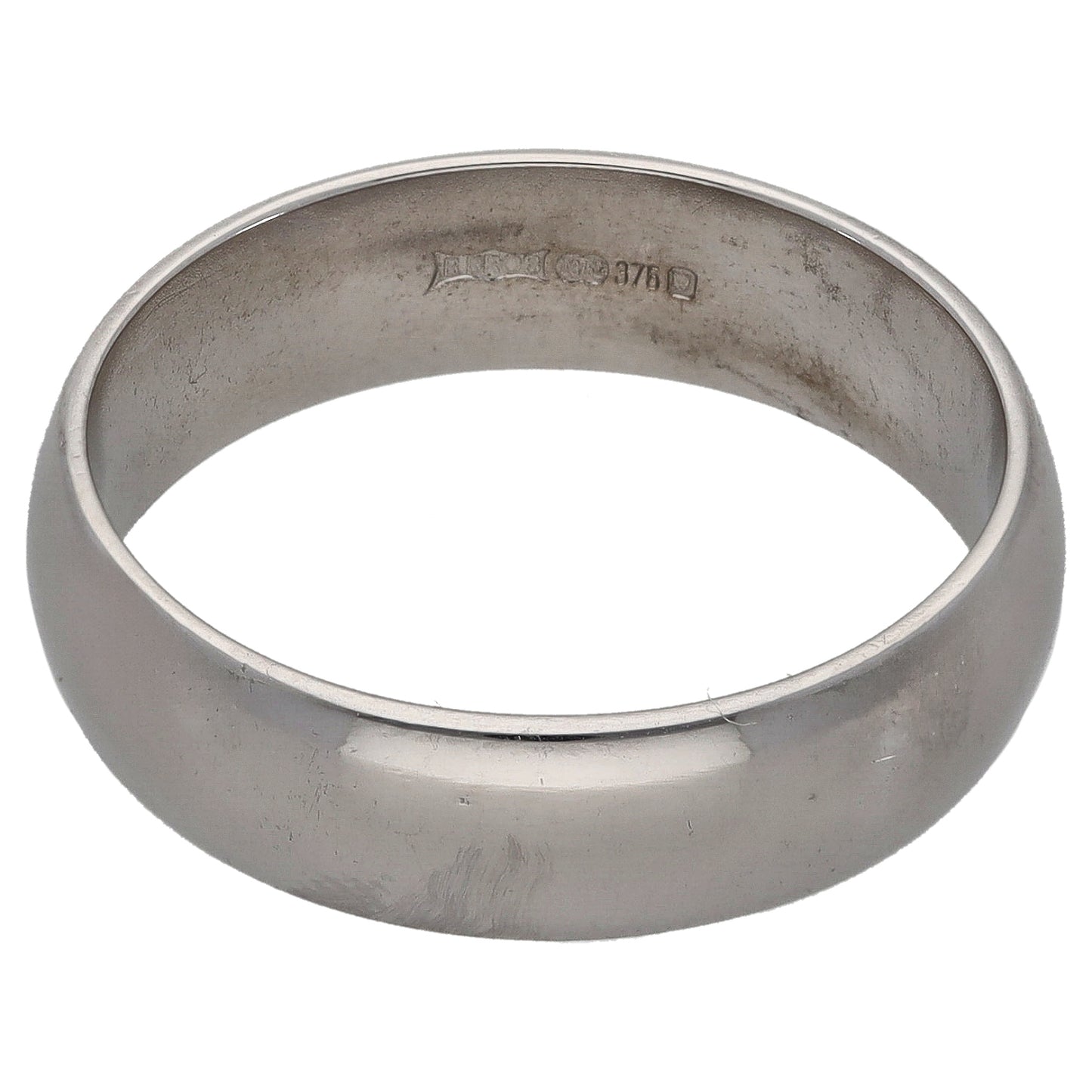 9ct White Gold Plain Wedding Ring Size S