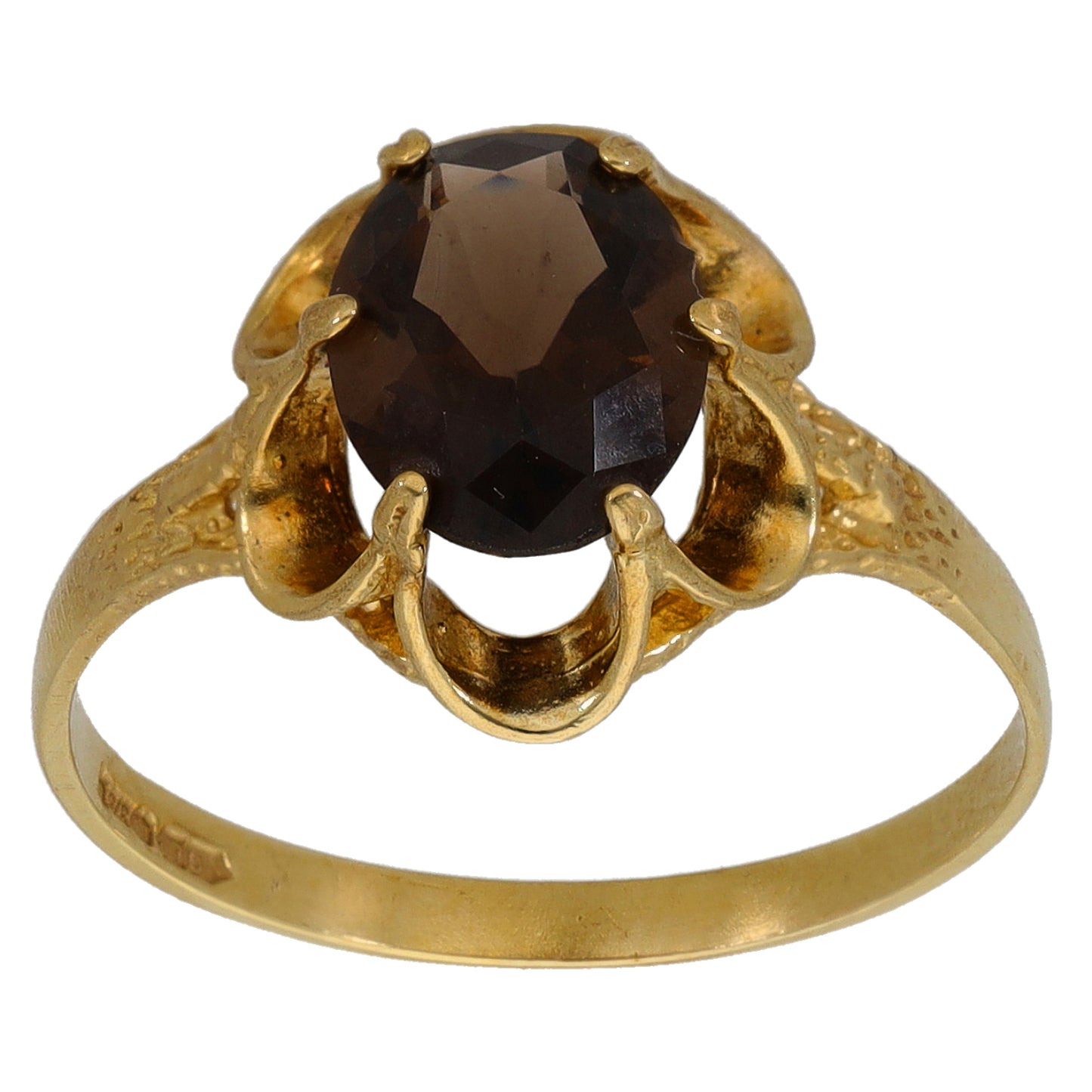 9ct Gold Smoky Quartz Single Stone Ring Size P