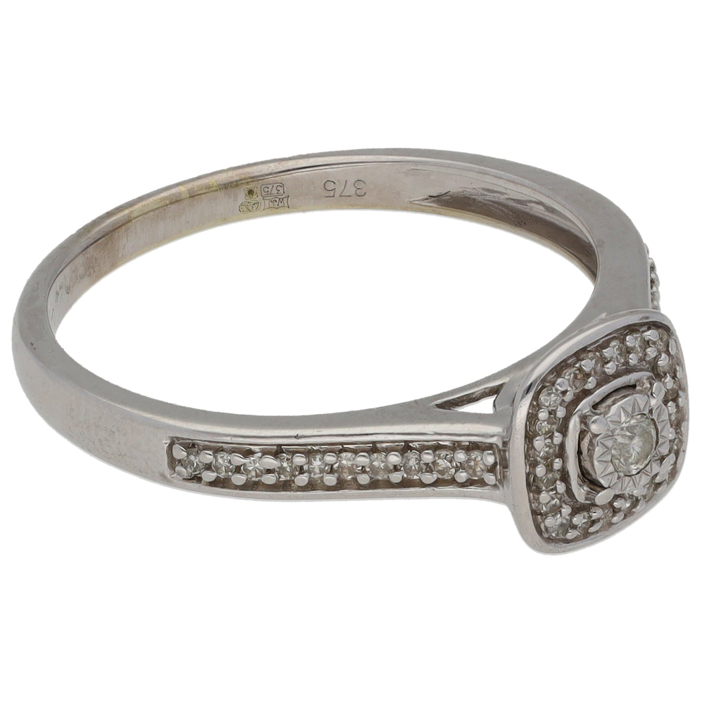 9ct White Gold 0.20ct Diamond Halo Ring Size N