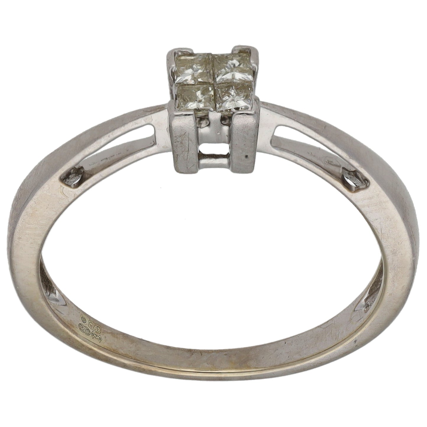 9ct White Gold 0.15ct Diamond Dress/Cocktail Ring Size O