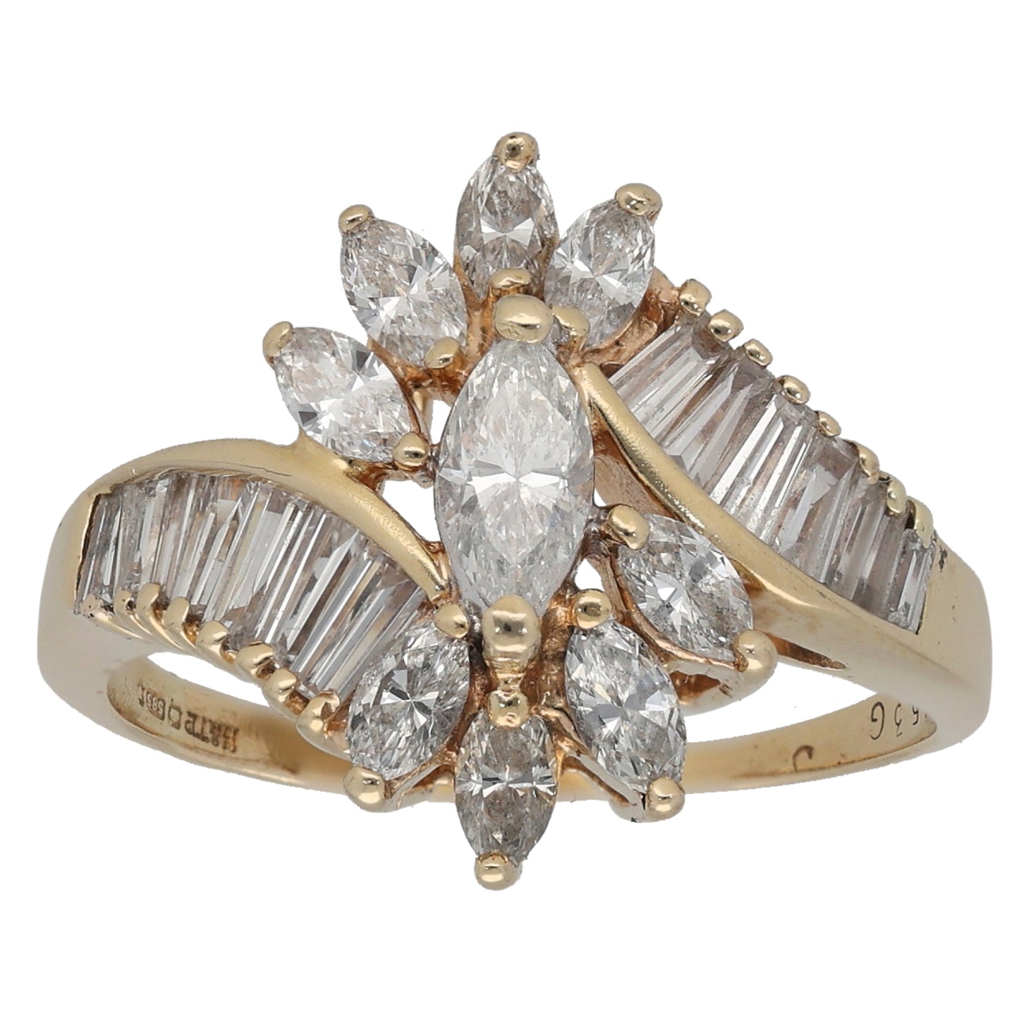 14ct Gold 1.59ct Diamond Dress/Cocktail Ring Size P