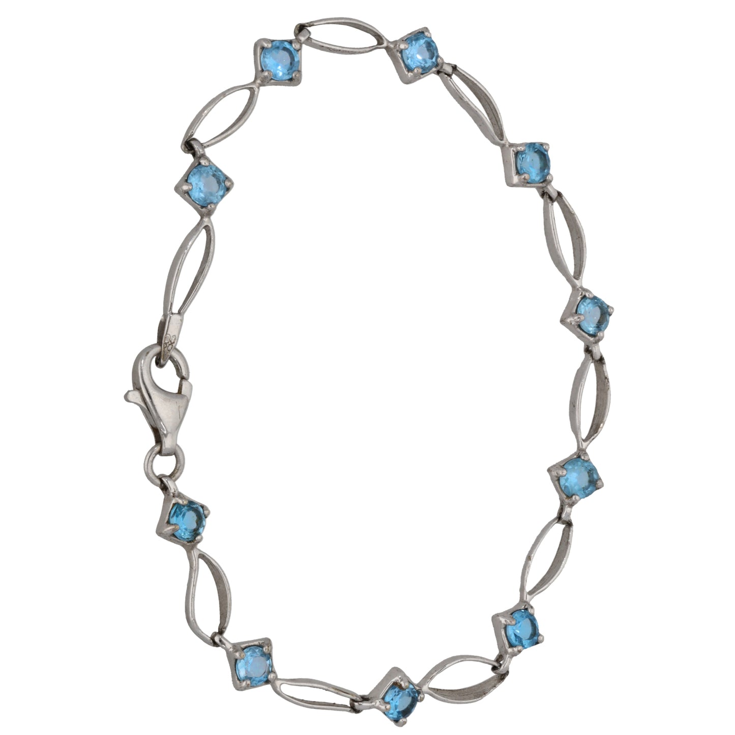 9ct White Gold Topaz Fancy Stone Set Bracelet