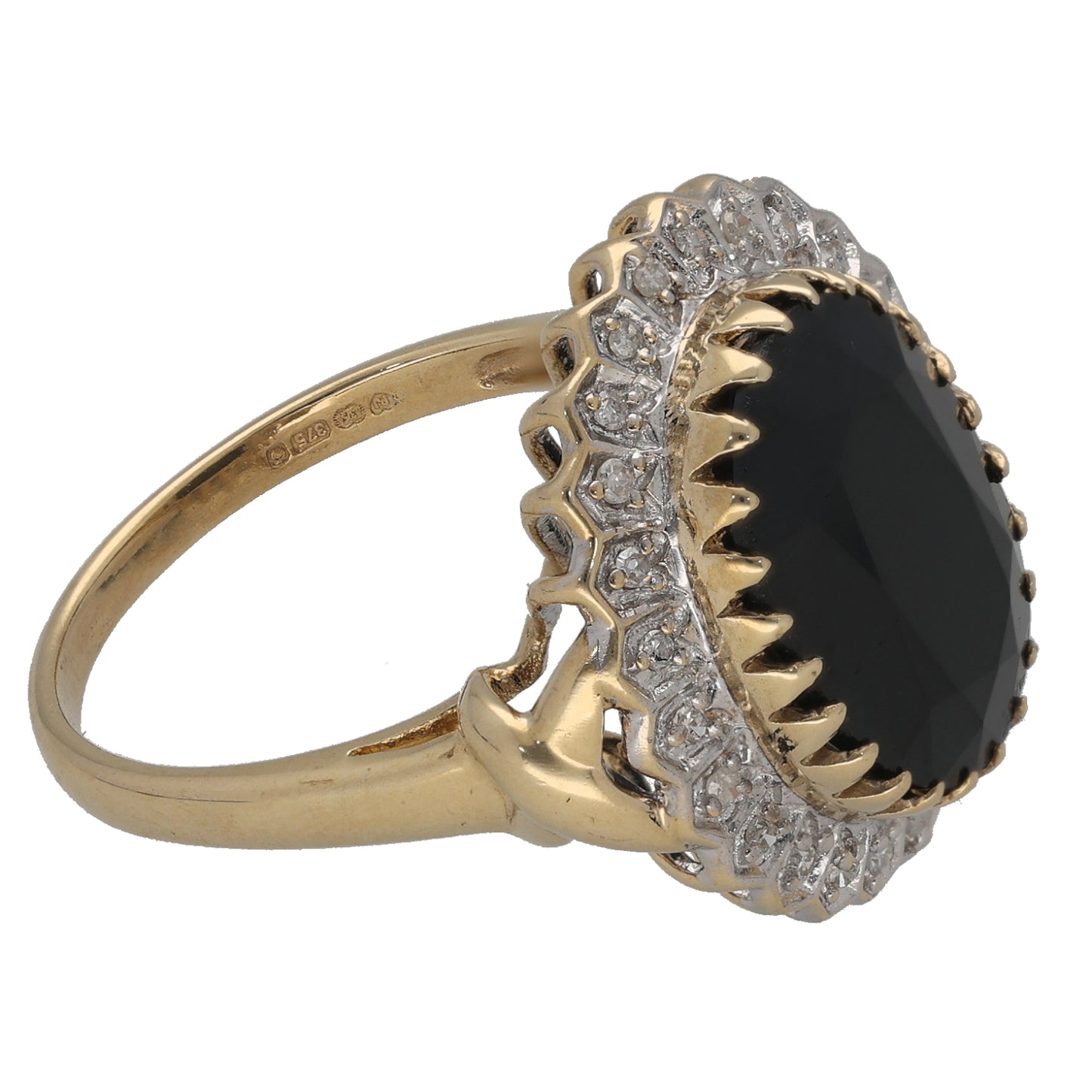 9ct Gold 0.12ct Diamond & Sapphire Dress/Cocktail Ring Size P