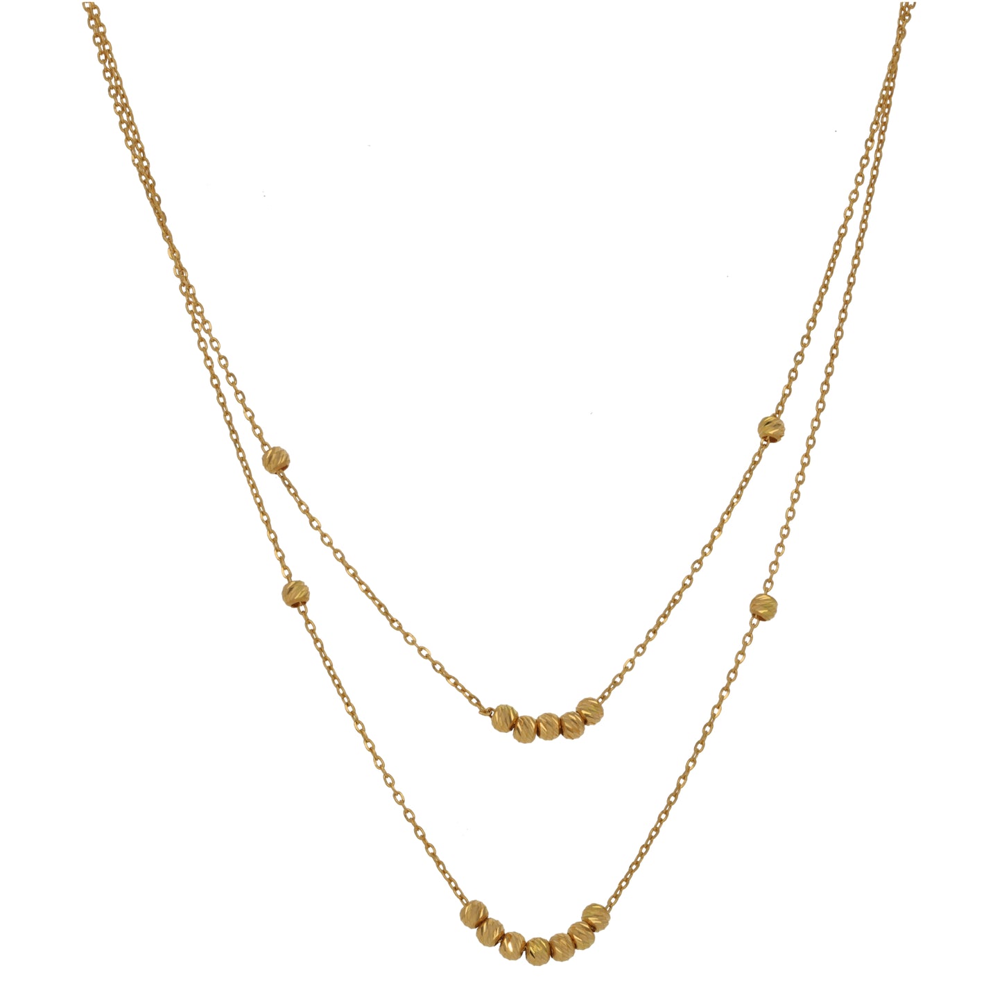New 22ct Gold Double Layer Beaded Necklace 20"