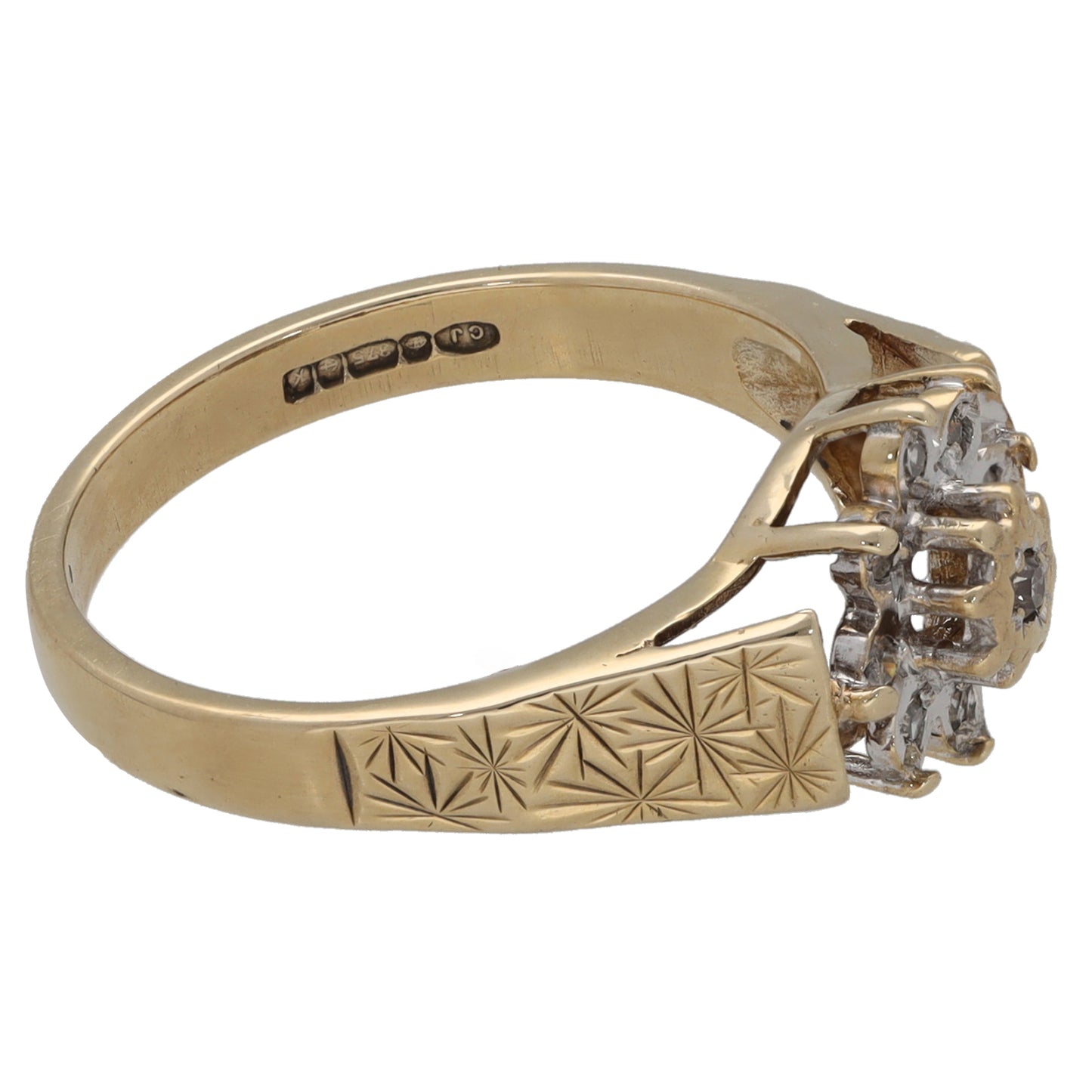 9ct Gold 0.045ct Diamond Cluster Ring Size K