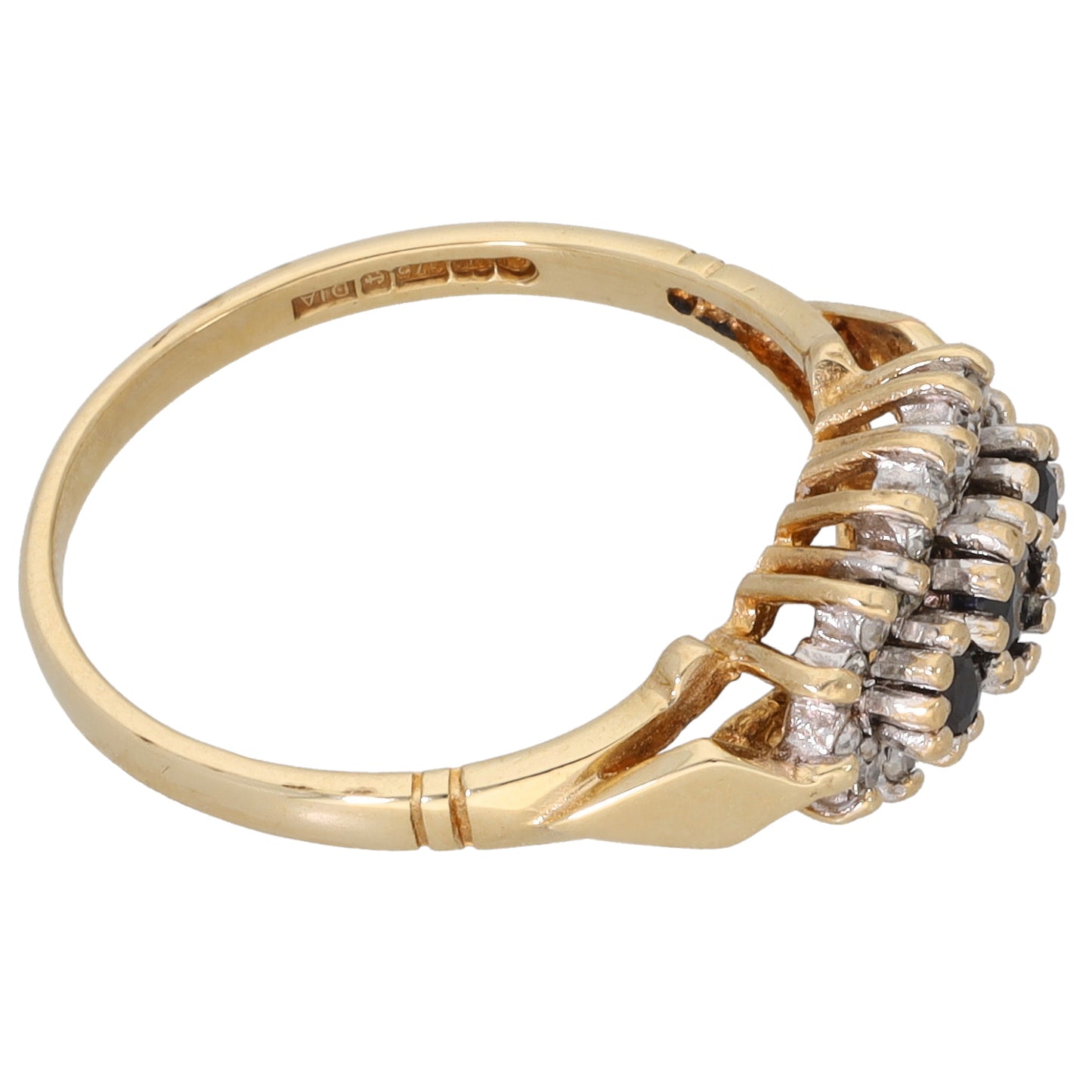 9ct Gold Sapphire & 0.10ct Diamond Dress/Cocktail Ring Size K