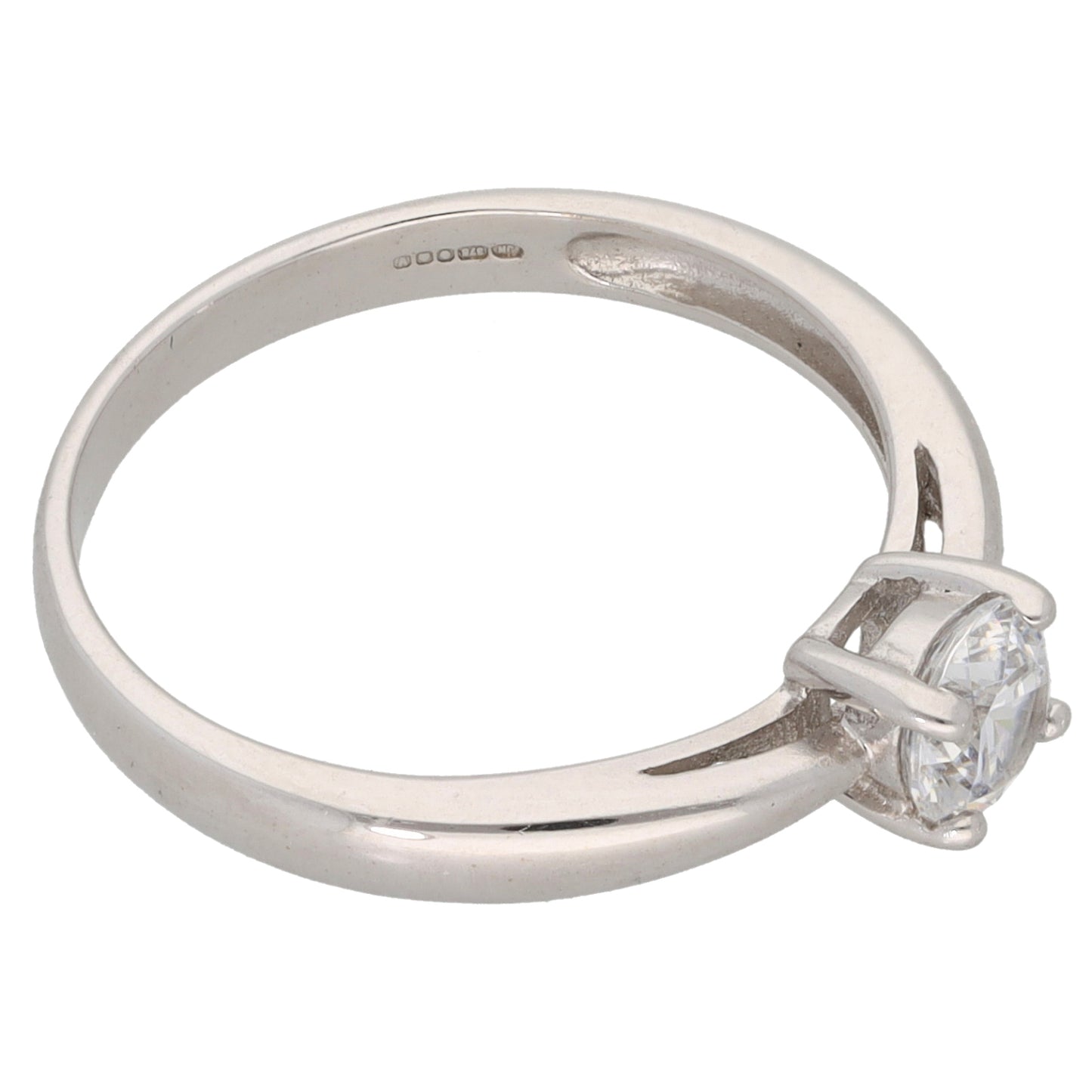 9ct White Gold Cubic Zirconia Single Stone Ring Size N