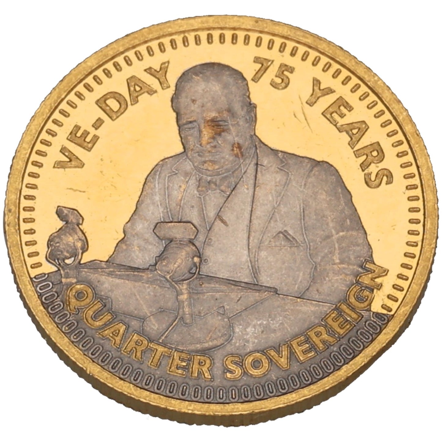 22ct Gold VE-Day 75 Years Quarter Sovereign Coin 2020