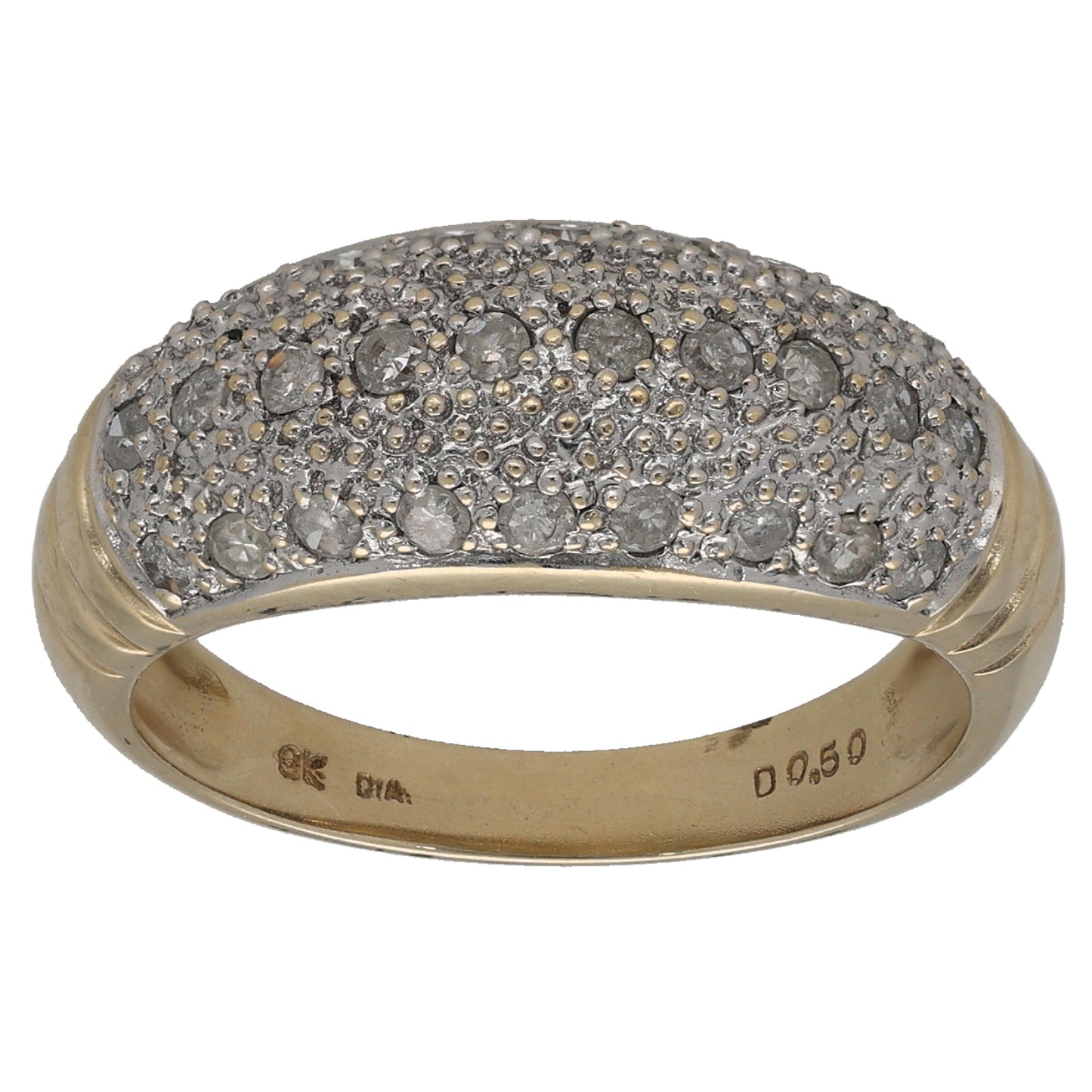 9ct Gold 0.50ct Diamond Dress/Cocktail Ring Size O