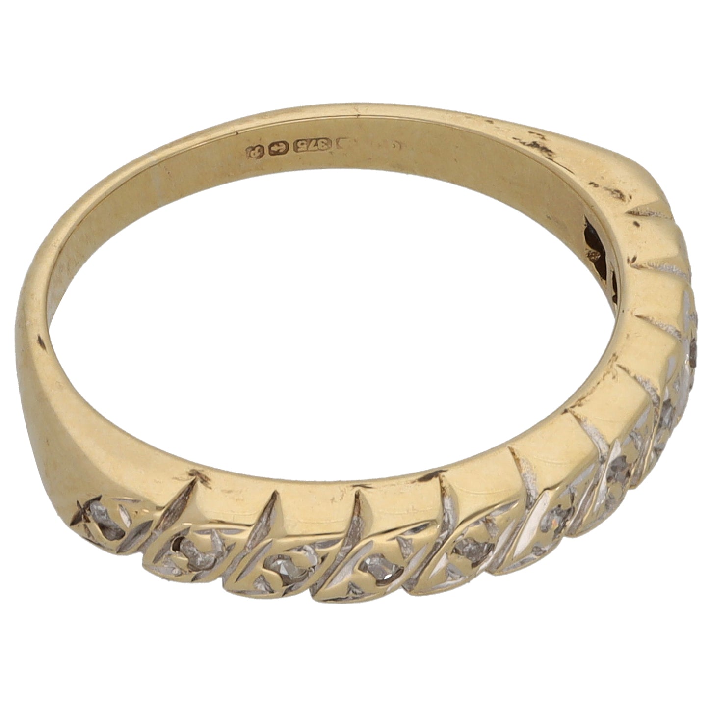 9ct Gold 0.055ct Diamond Half Eternity Ring Size K
