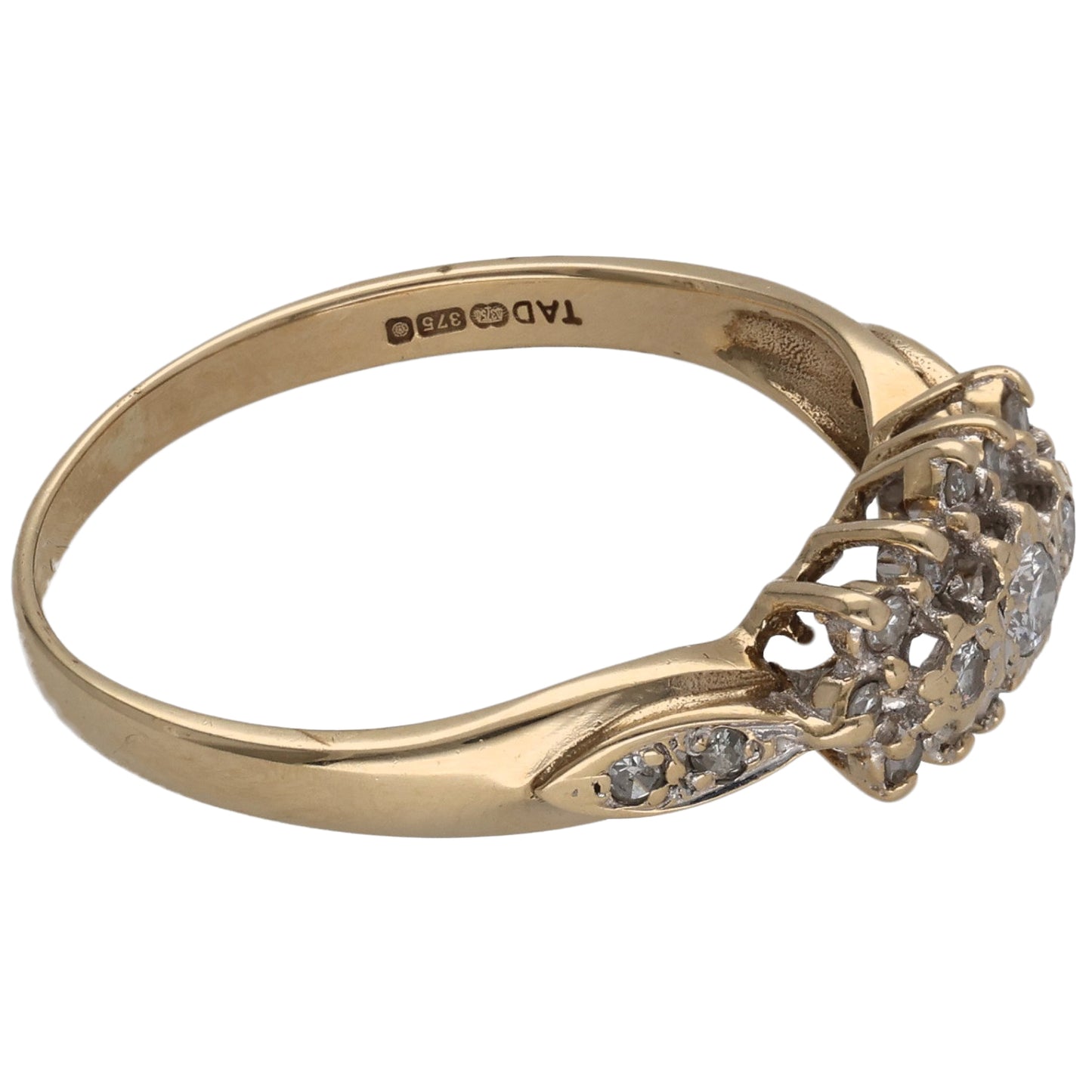 9ct Gold 0.35ct Diamond Cluster Ring Size S