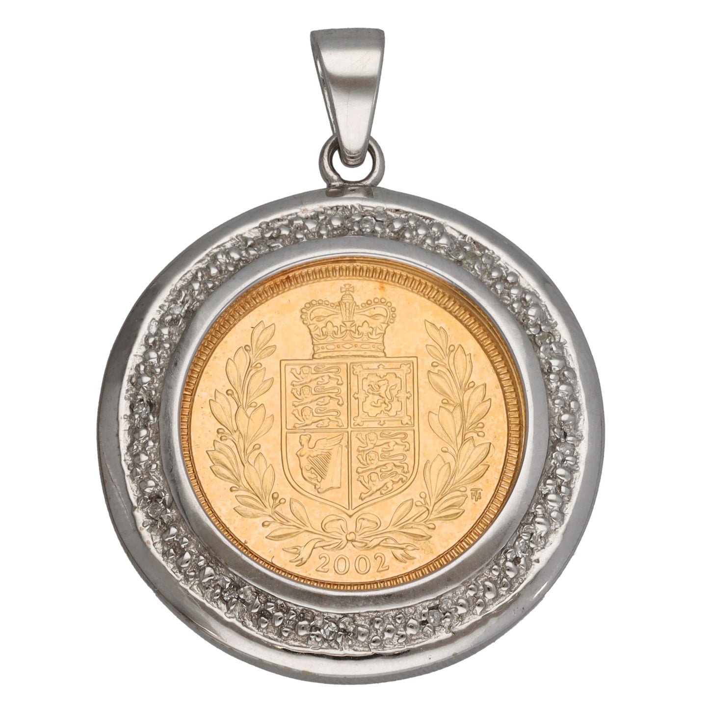 9ct White Gold 0.06ct Diamond Coin Pendant