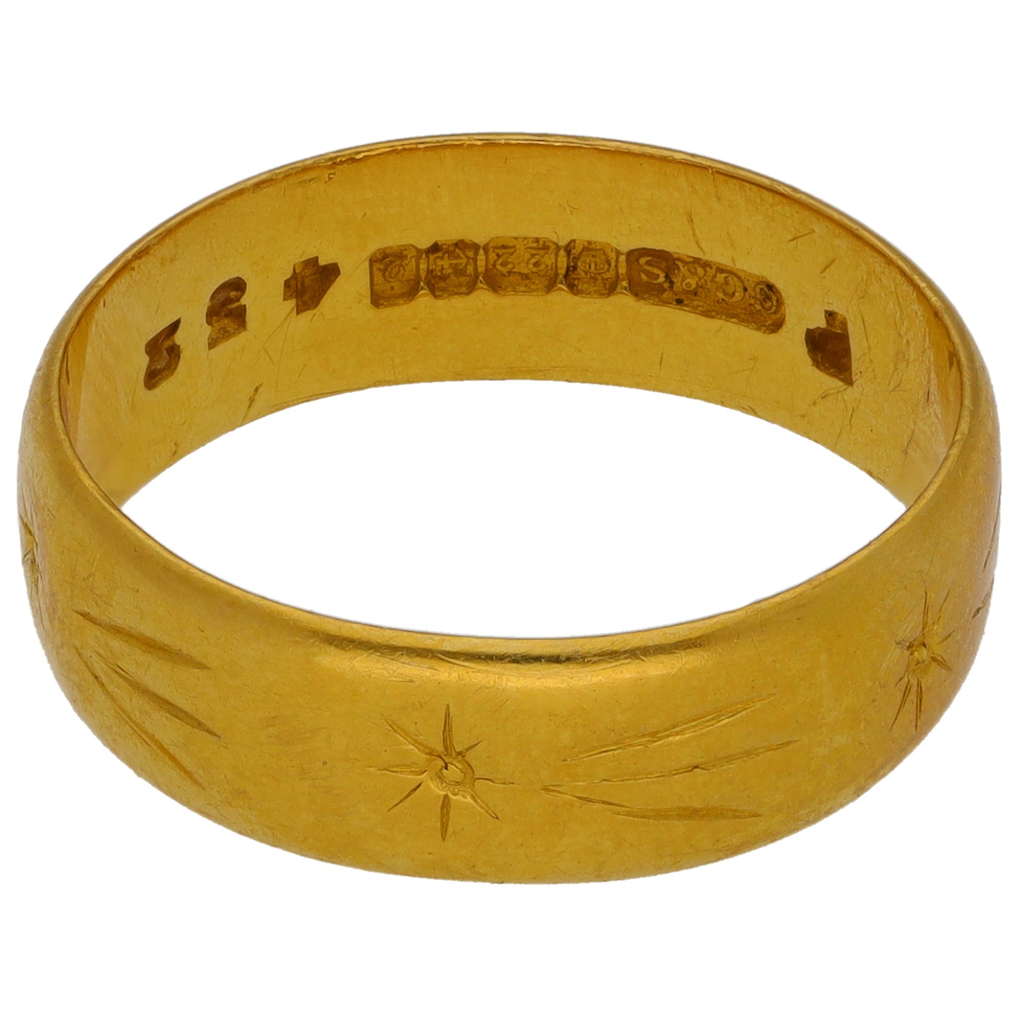 22ct Gold Patterned Wedding Ring Size N