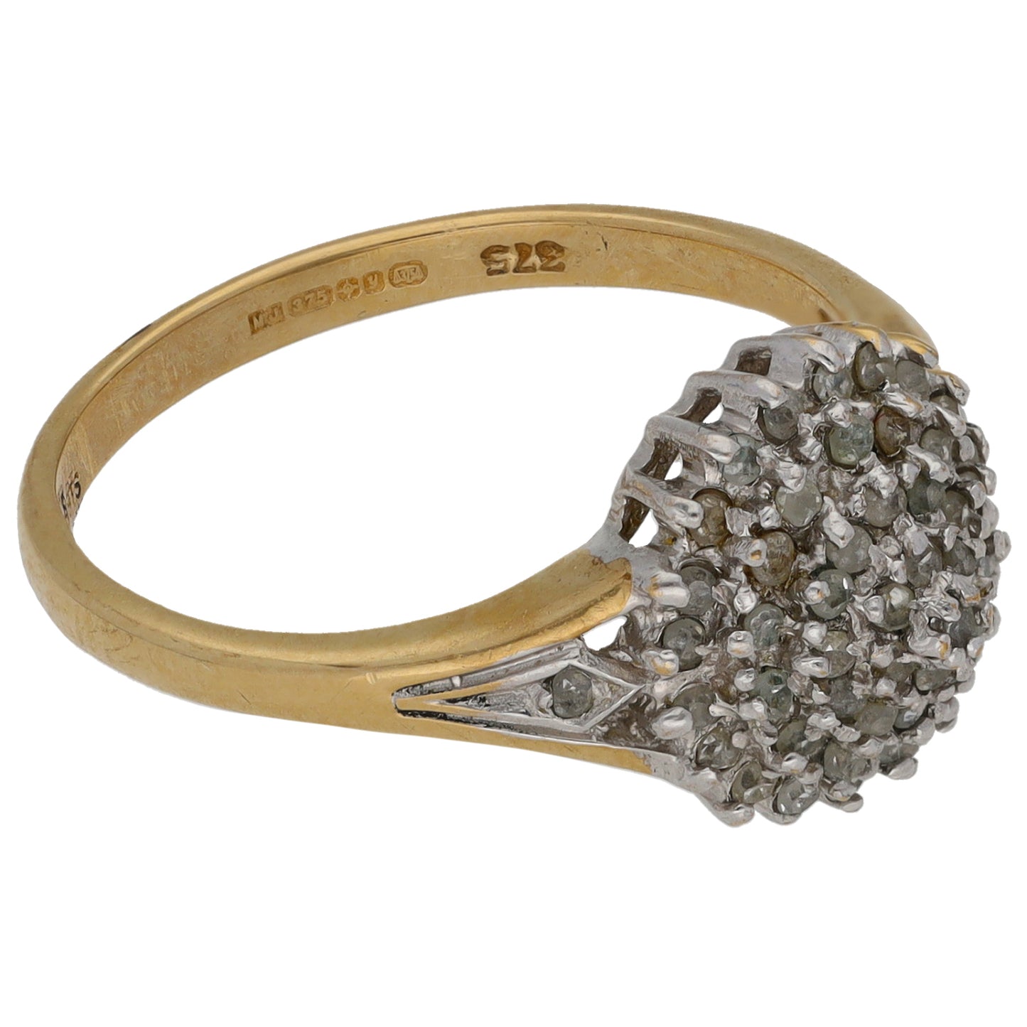 9ct Gold 0.33ct Diamond Cluster Ring Size O