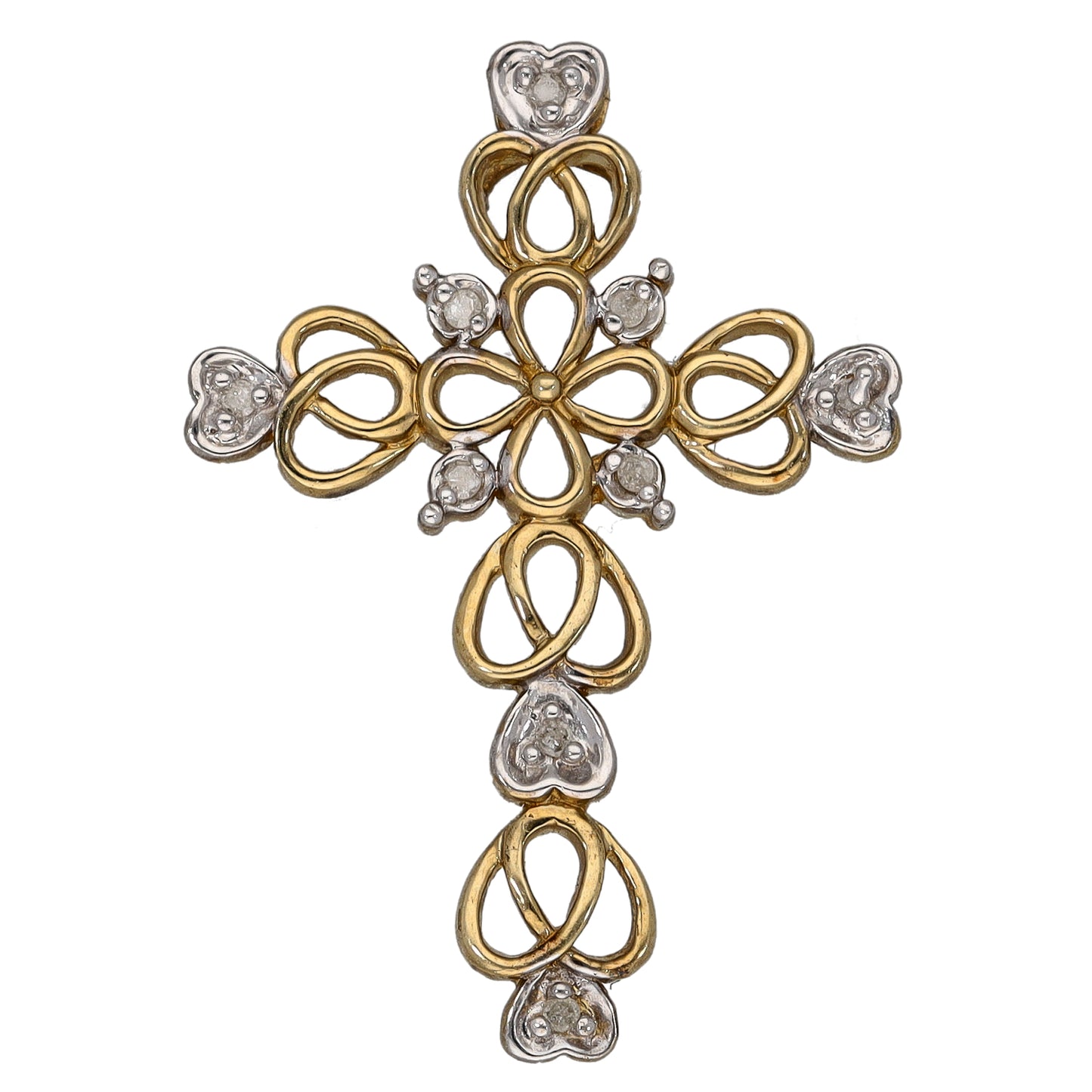 9ct Gold 0.09ct Diamond Cross Pendant