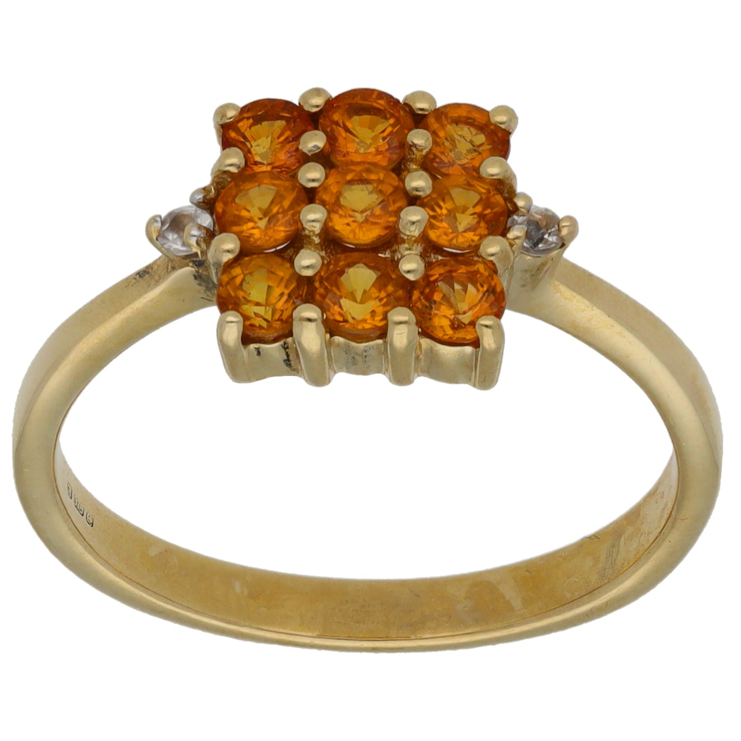 9ct Gold Citrine & Imitation Dress/Cocktail Ring Size N