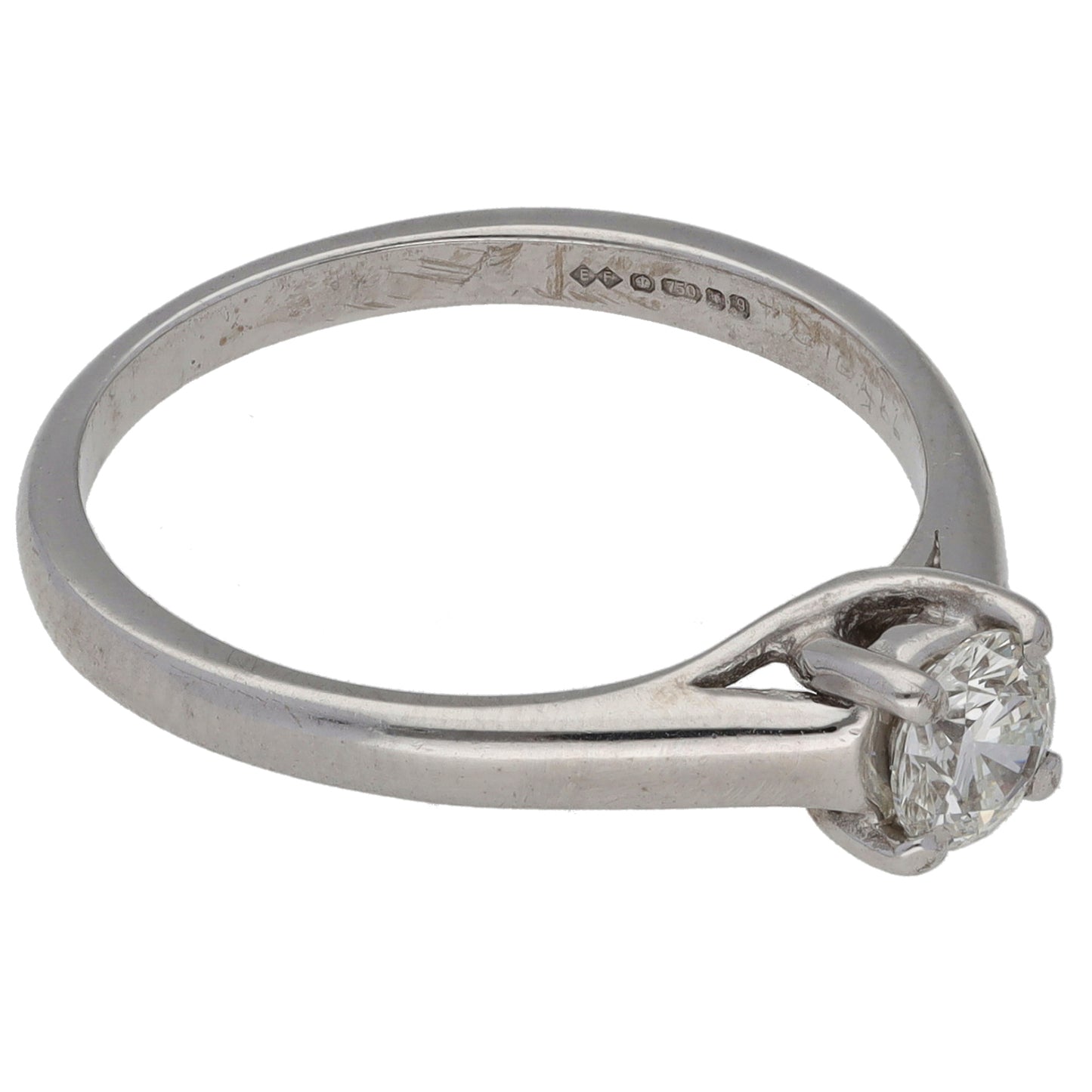 18ct White Gold 0.40ct Diamond Solitaire Ring Size M