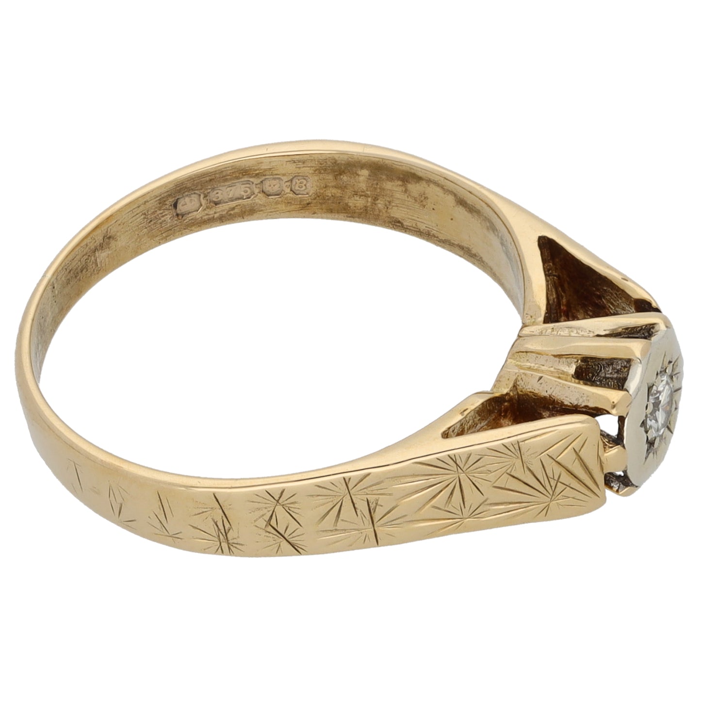 9ct Gold 0.05ct Diamond Solitaire Ring Size M