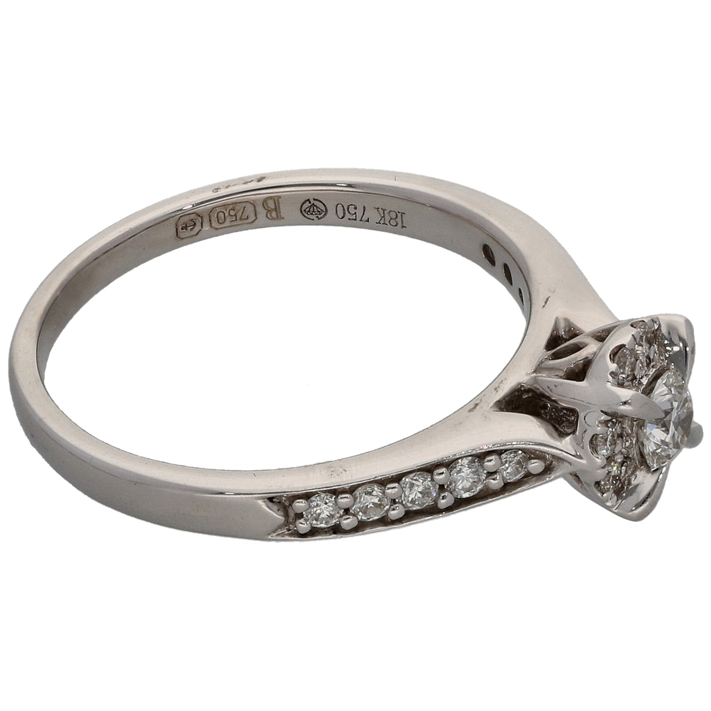 18ct White Gold 0.33ct Diamond Cluster Ring Size L