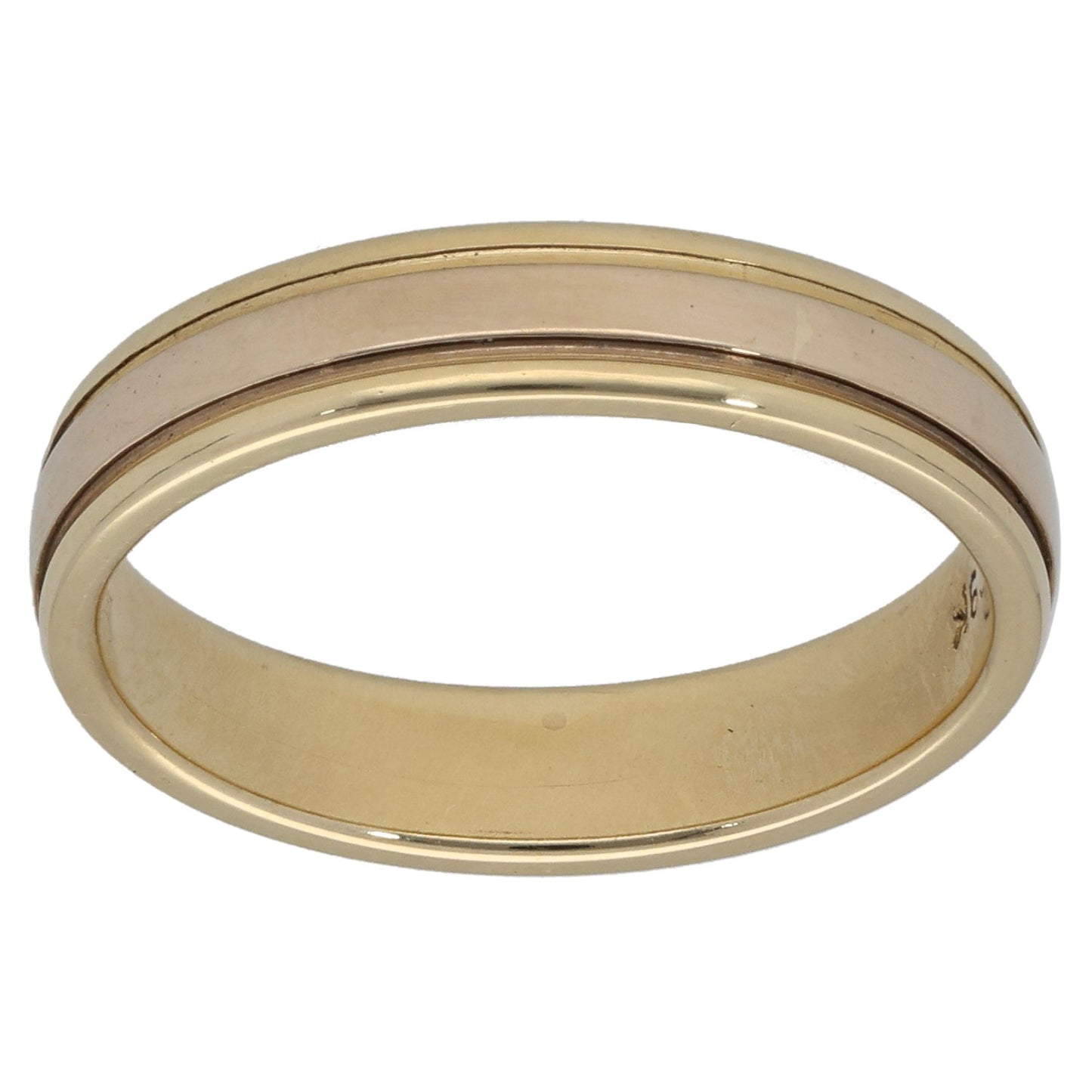 9ct Bicolour Gold Plain Wedding Ring Size N