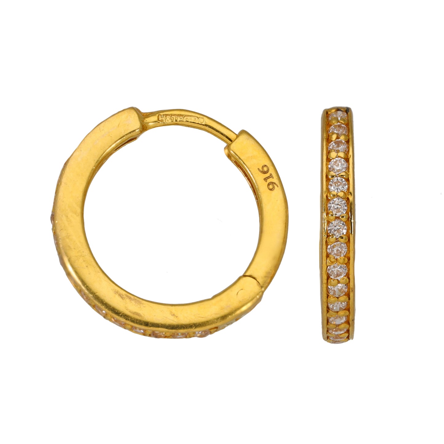 22ct Gold Cubic Zirconia Hoop Earrings
