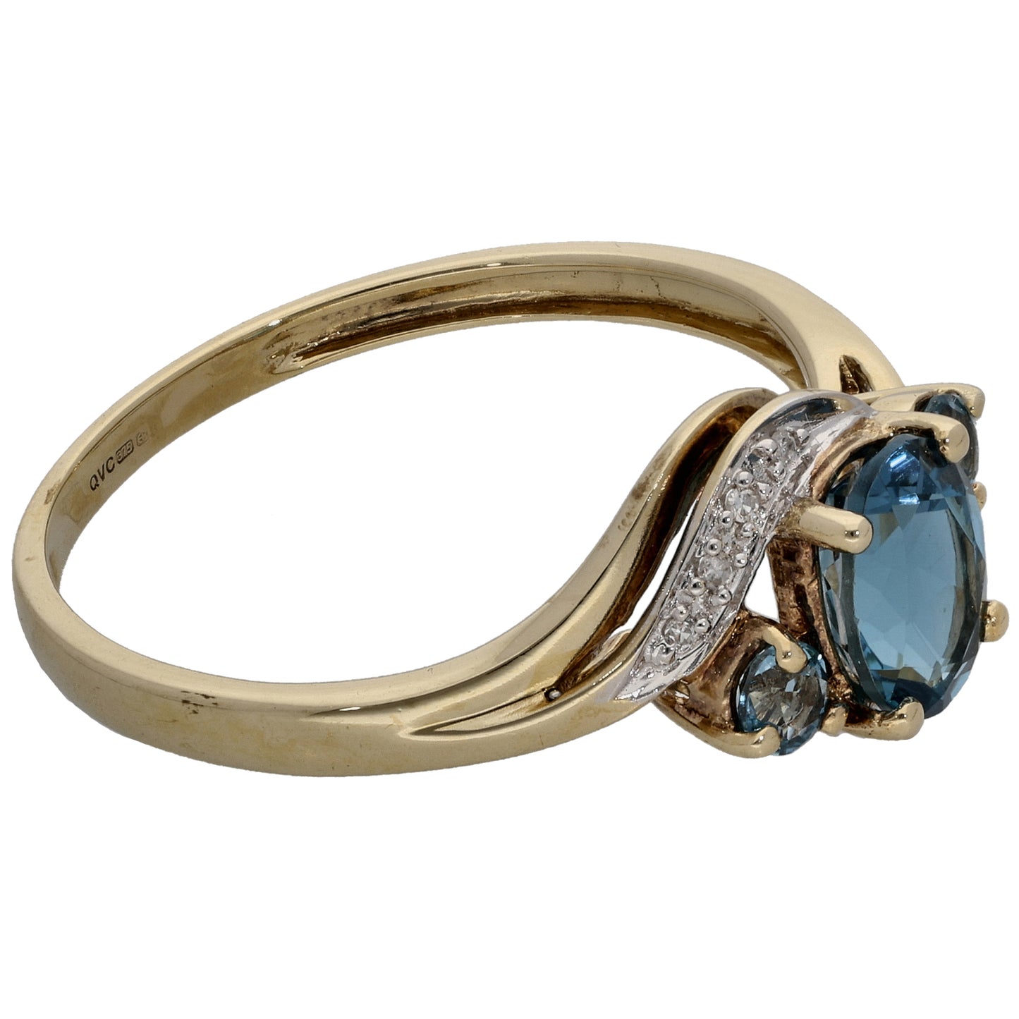 9ct Gold Topaz & 0.04ct Diamond Dress/Cocktail Ring Size W