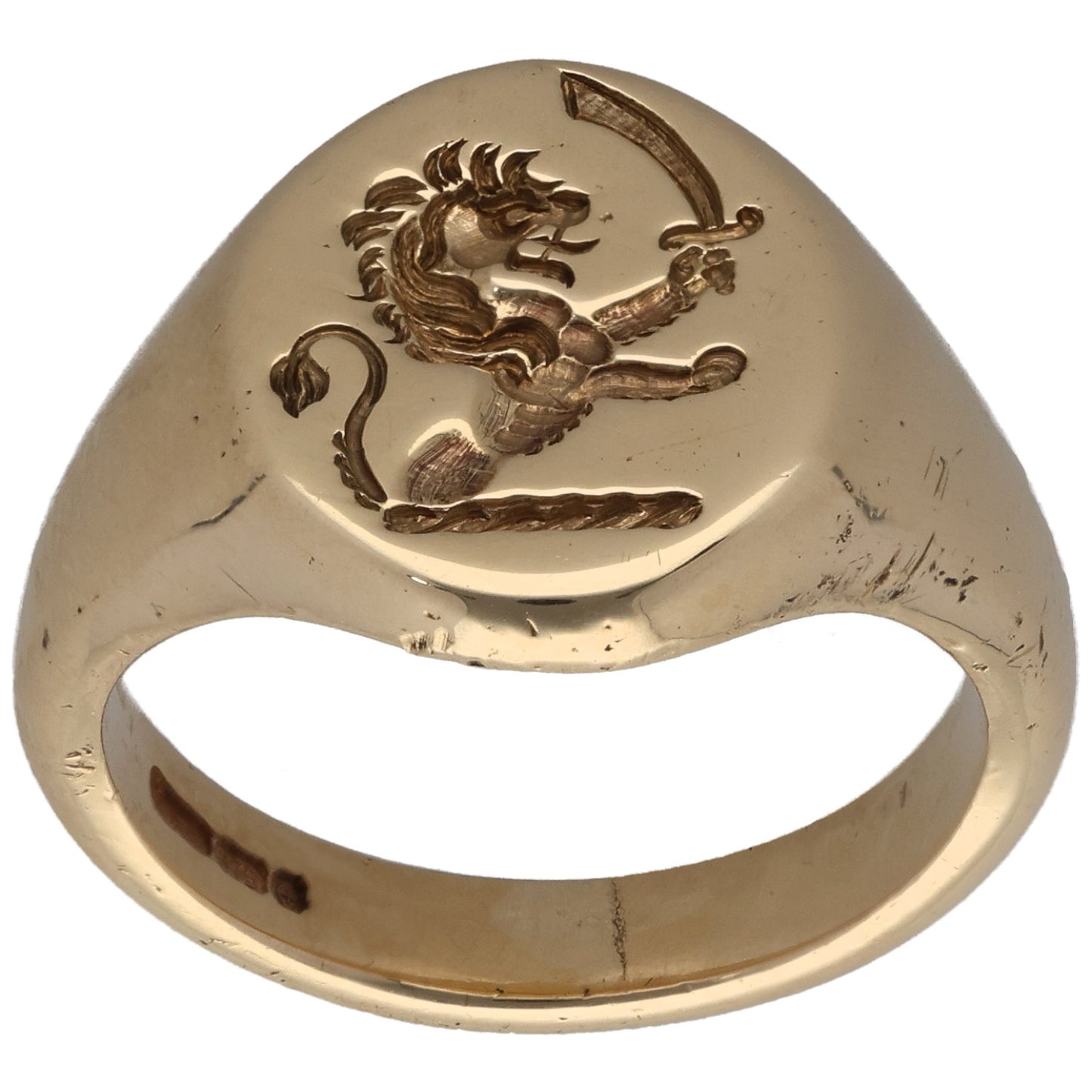9ct Gold Crest/Emblem Signet Ring Size O