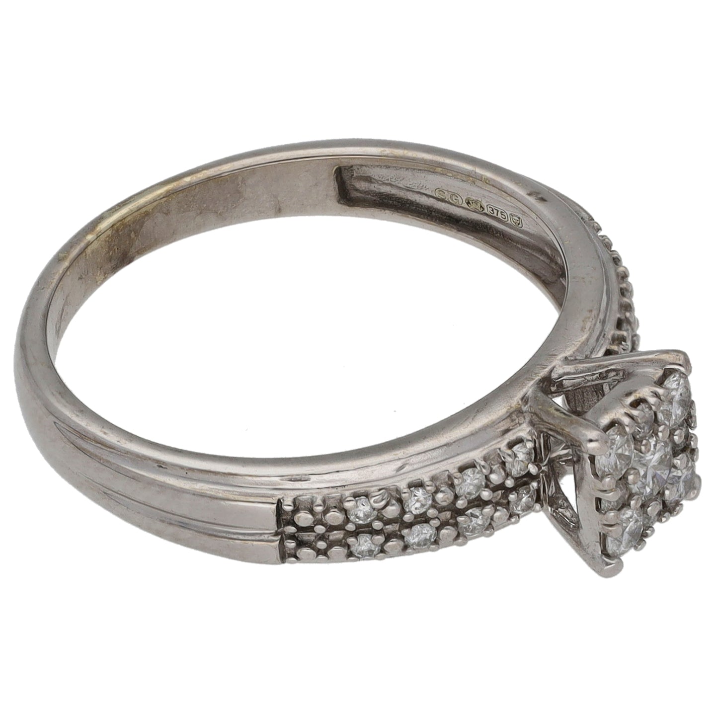 9ct White Gold 0.25ct Diamond Cluster Ring Size M