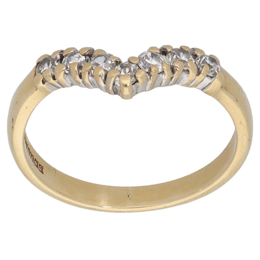 9ct Gold Cubic Zirconia Wishbone Ring Size K