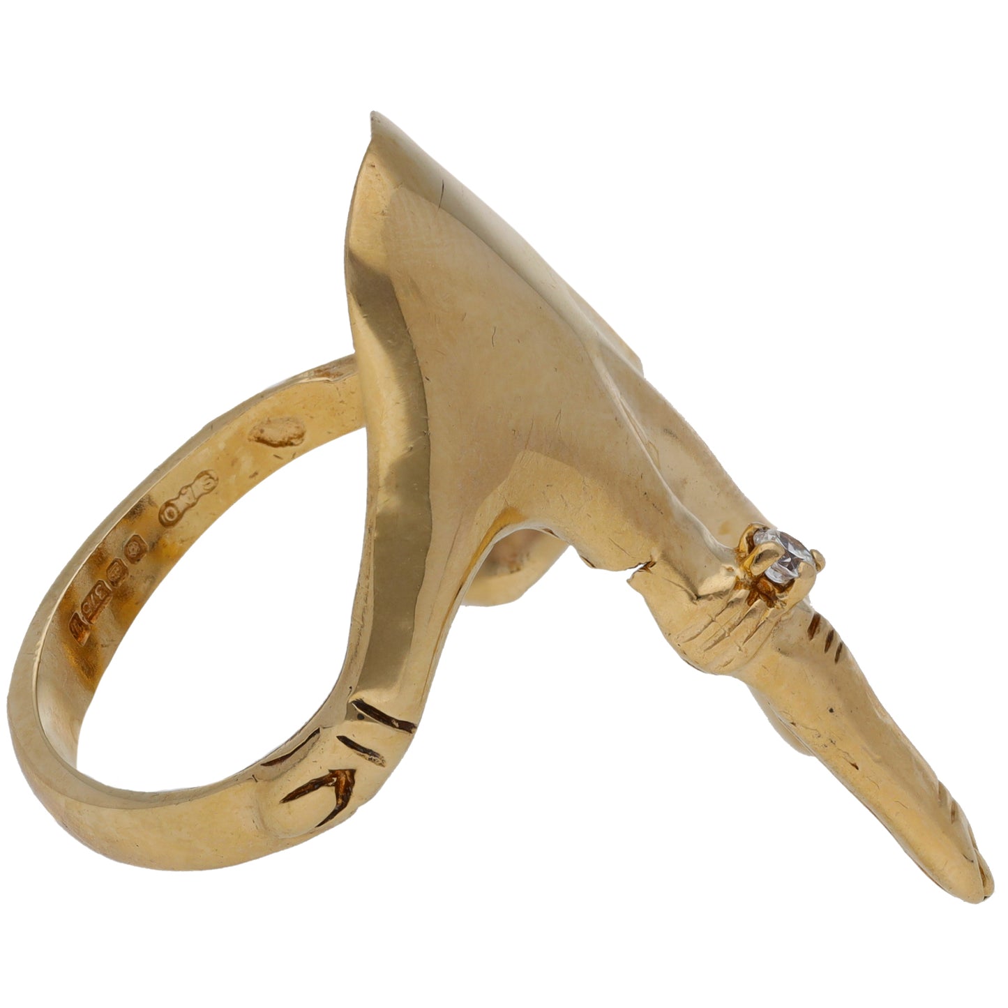 9ct Gold Cubic Zirconia Hand Ring Size R
