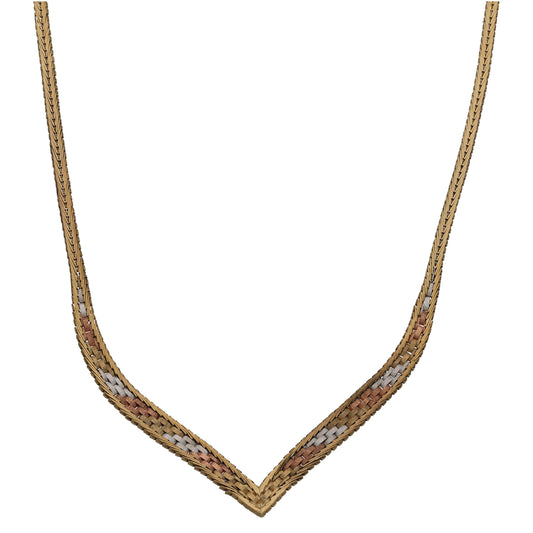 9ct Bi-Colour Gold Fancy Necklace 16"