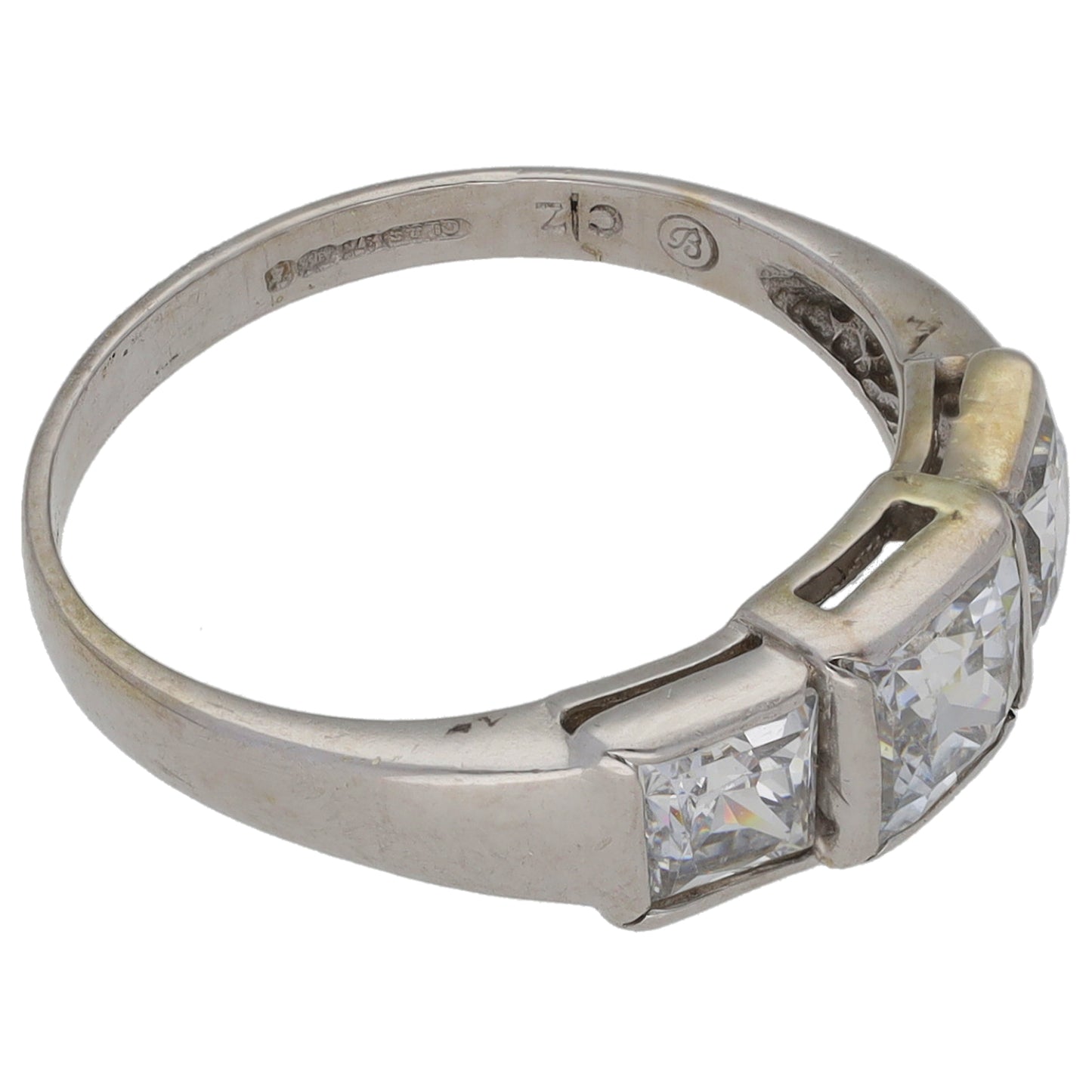 9ct White Gold Cubic Zirconia Trilogy Ring Size K