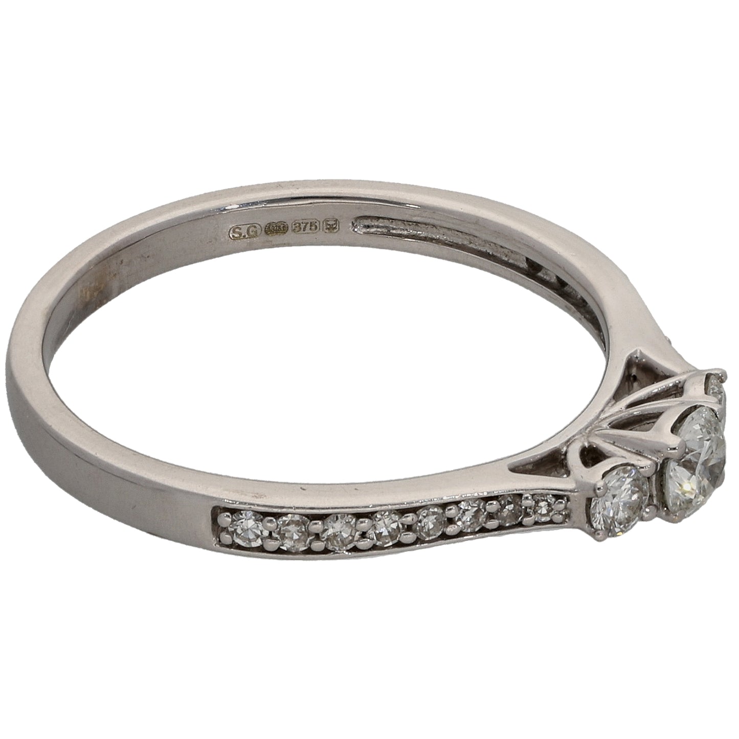 9ct White Gold 0.35ct Diamond Dress/Cocktail Ring Size N