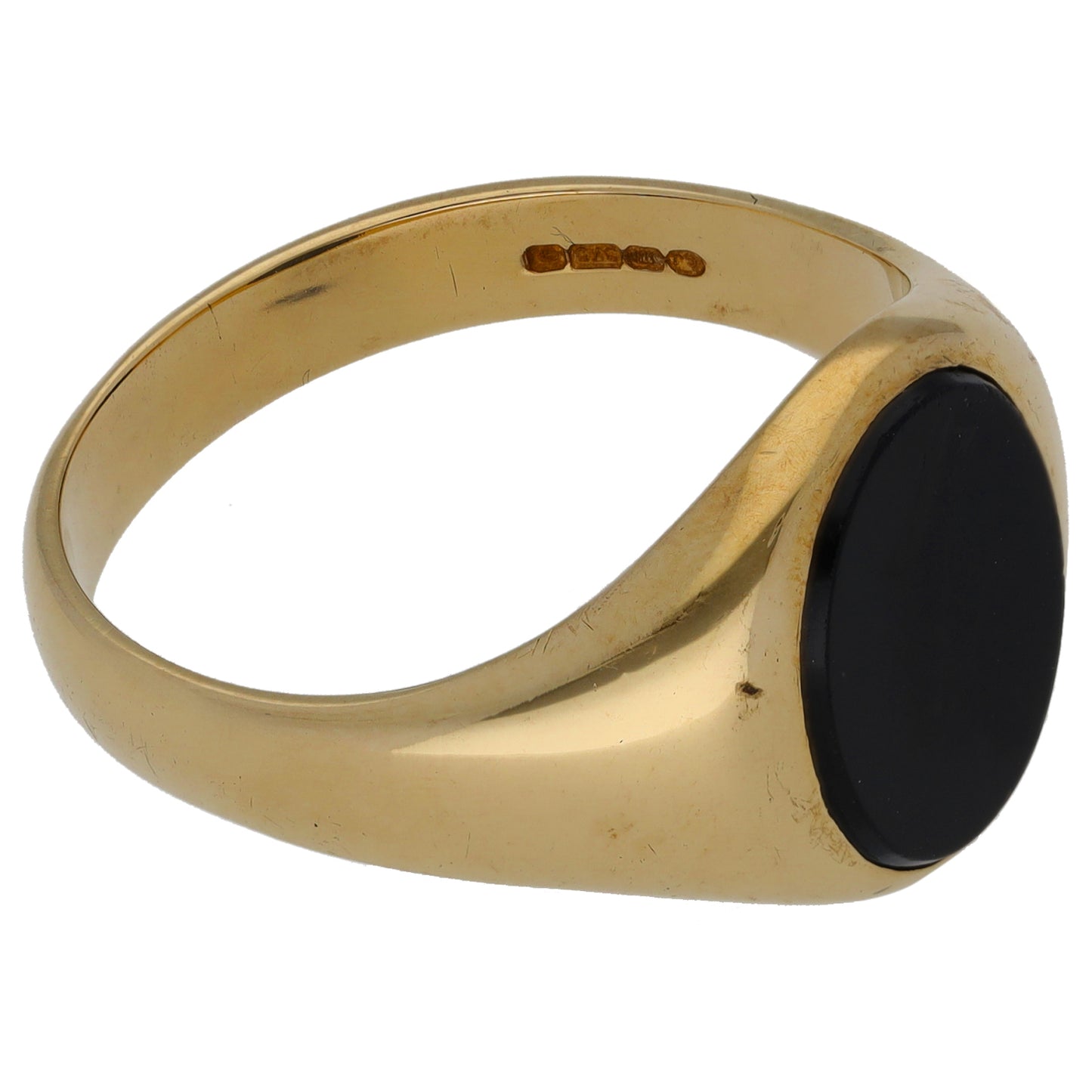 9ct Gold Onyx Single Stone Signet Ring Size X