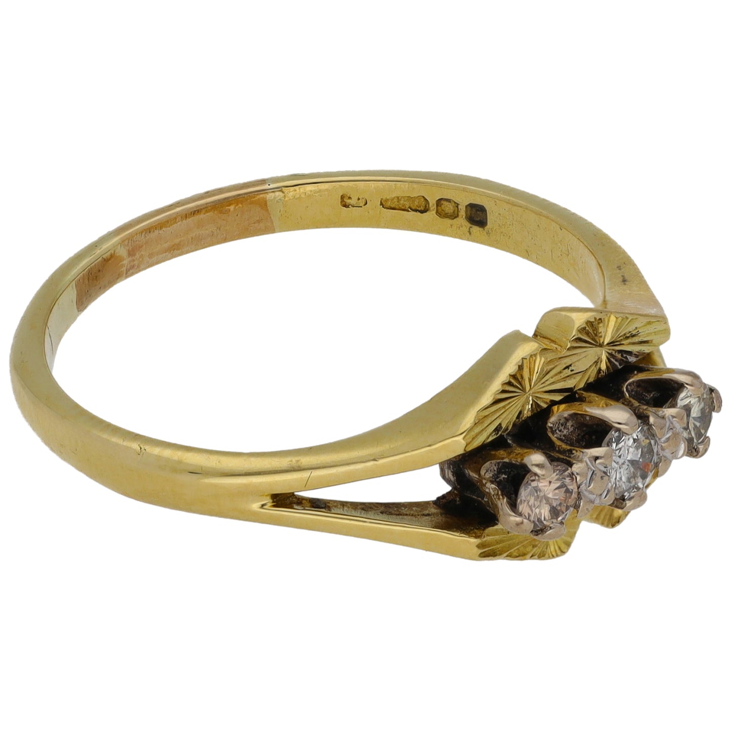 18ct Gold 0.12ct Diamond Trilogy Ring Size R