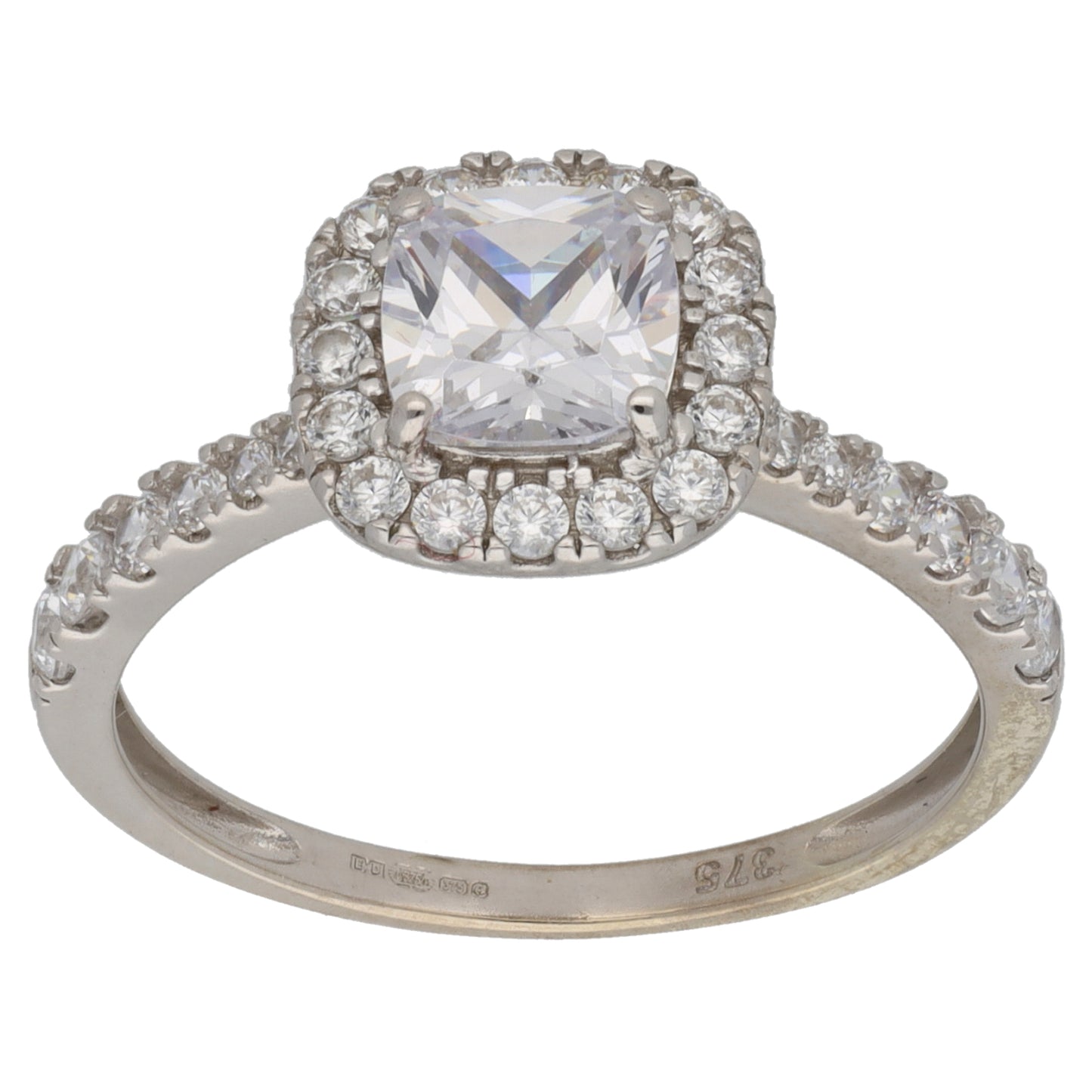 9ct Gold Cubic Zirconia Halo Ring Size O