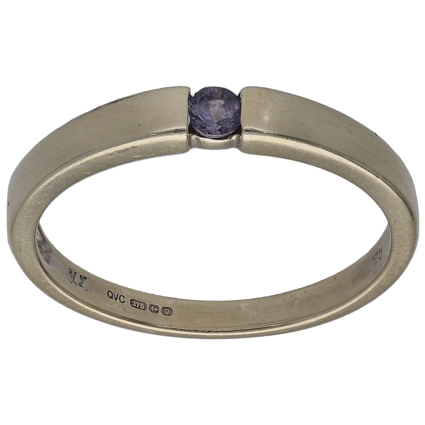 9ct White Gold Tanzanite Single Stone Ring Size N