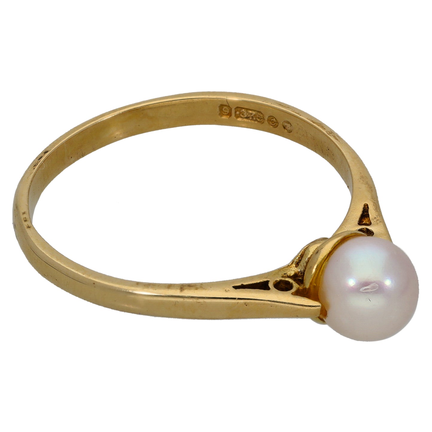 9ct Gold Cultured Pearl Single Stone Ring Size R