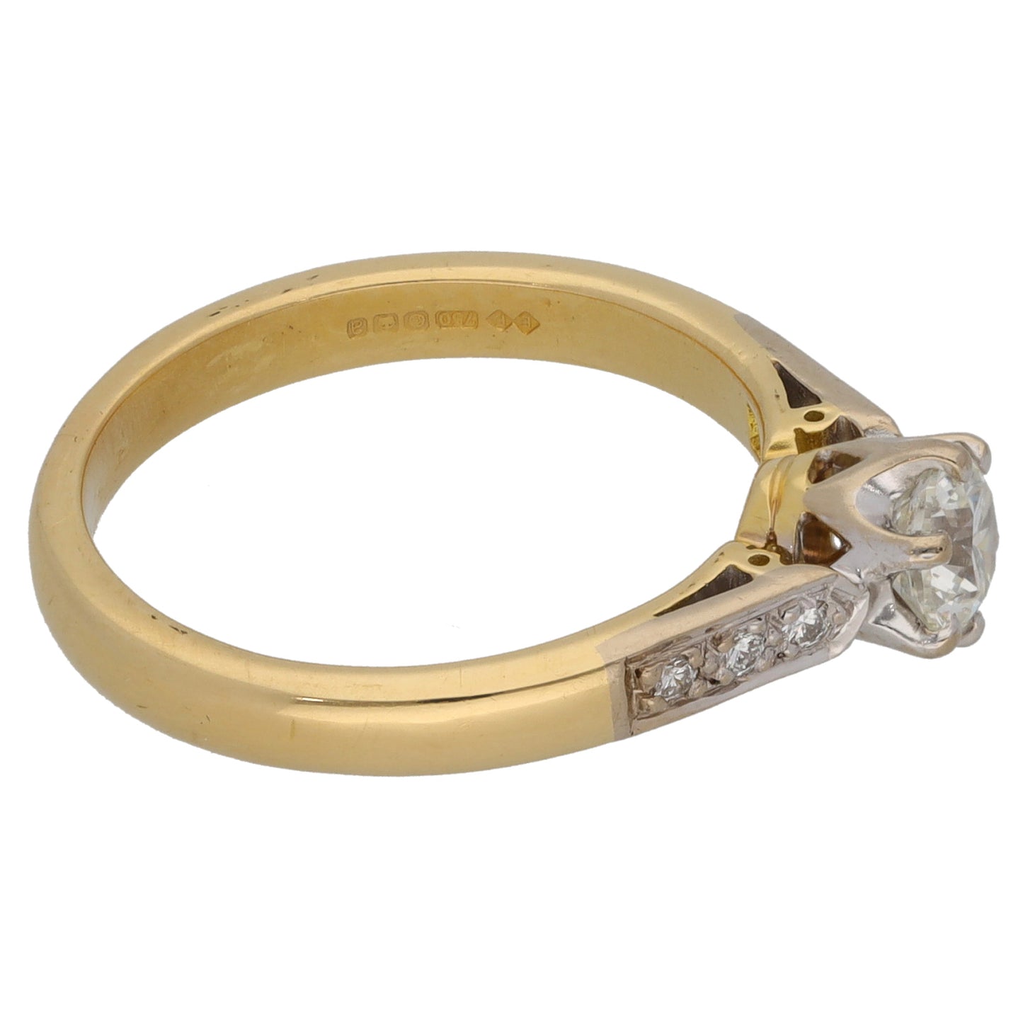 18ct Gold 0.46ct Diamond Solitaire Ring With Accent Stones Size L