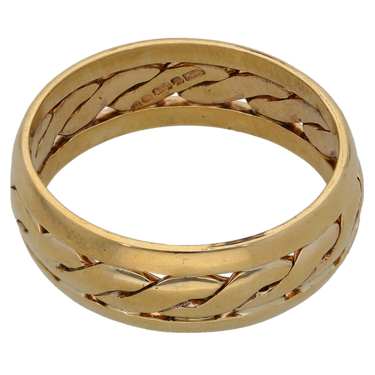9ct Gold Patterned Wedding Ring Size R