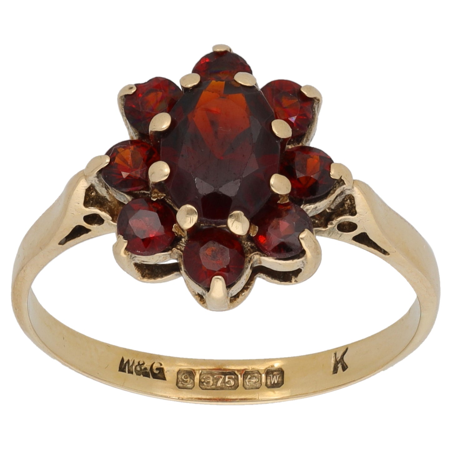 9ct Gold Garnet Dress/Cocktail Ring Size N