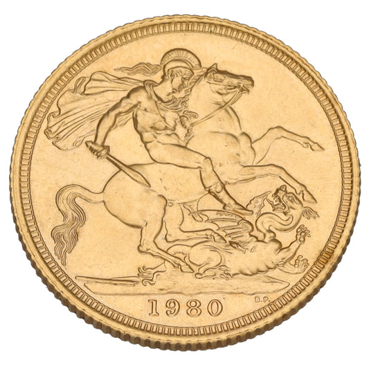 22ct Gold Queen Elizabeth II Full Sovereign Coin 1980