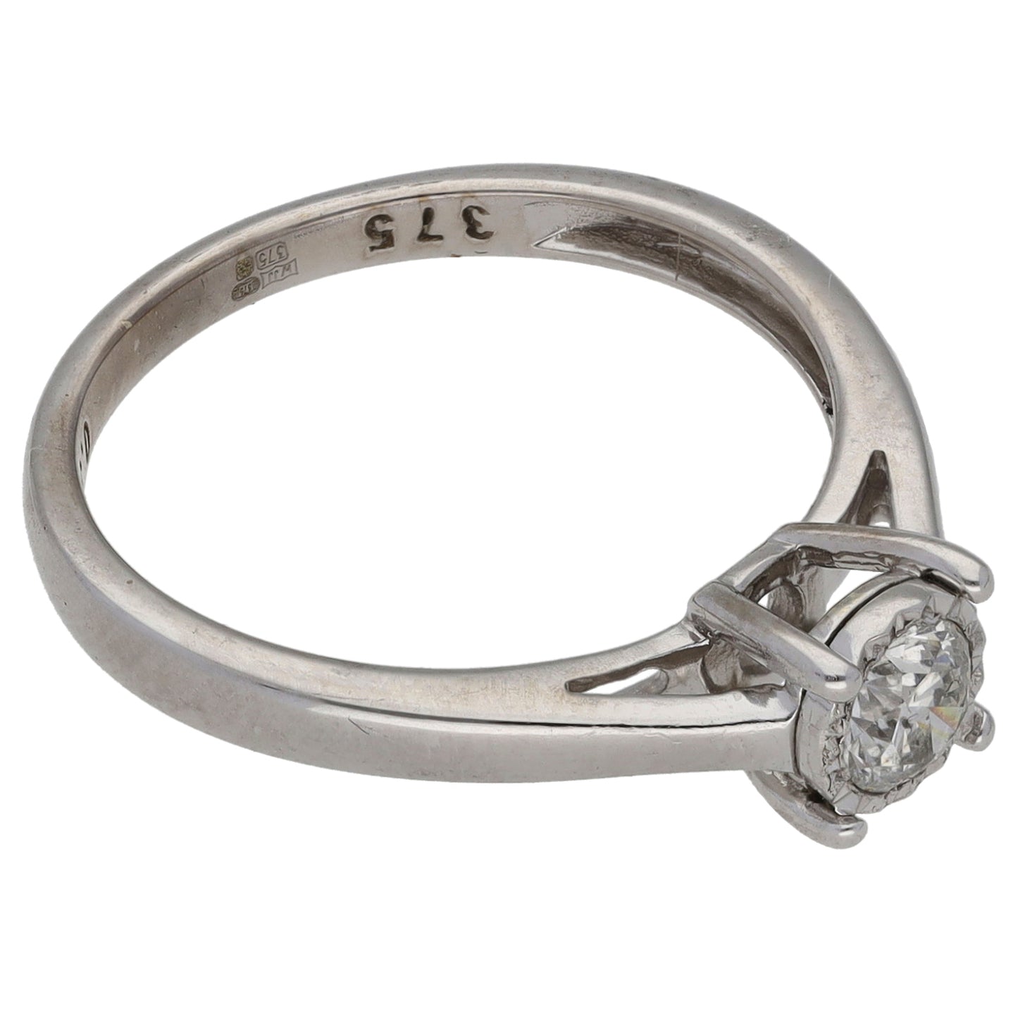 9ct White Gold 0.33ct Diamond Solitaire Ring Size N