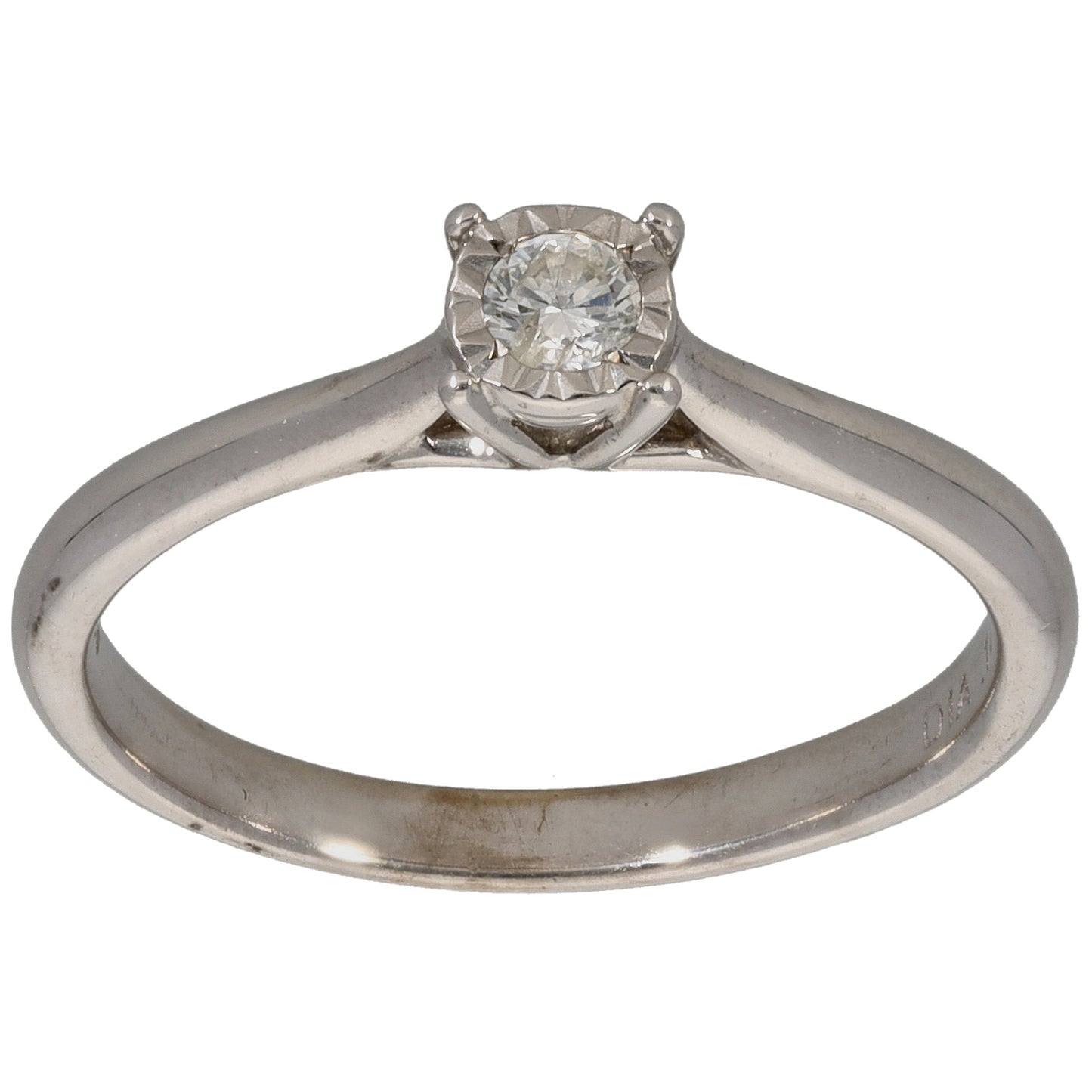 9ct White Gold 0.10ct Diamond Solitaire Ring Size M