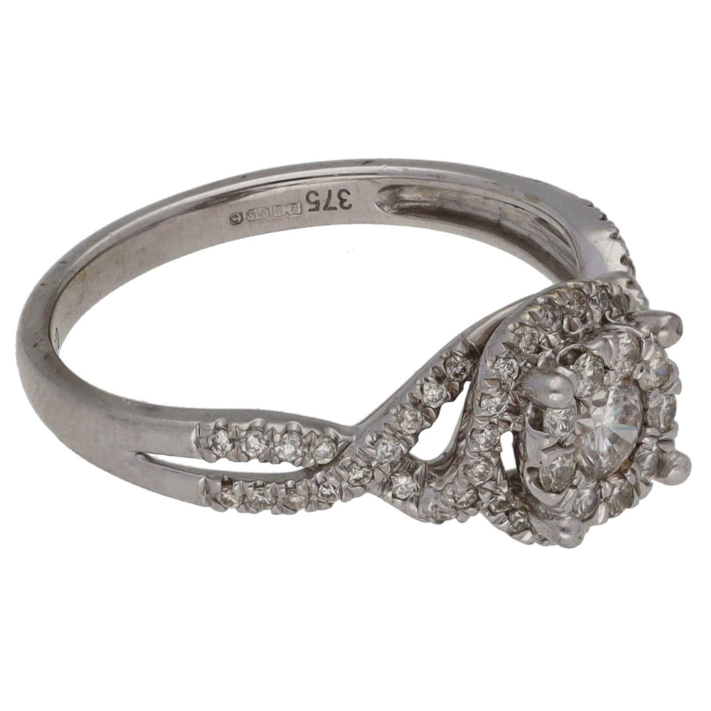 9ct White Gold 0.50ct Diamond Cluster Ring Size M