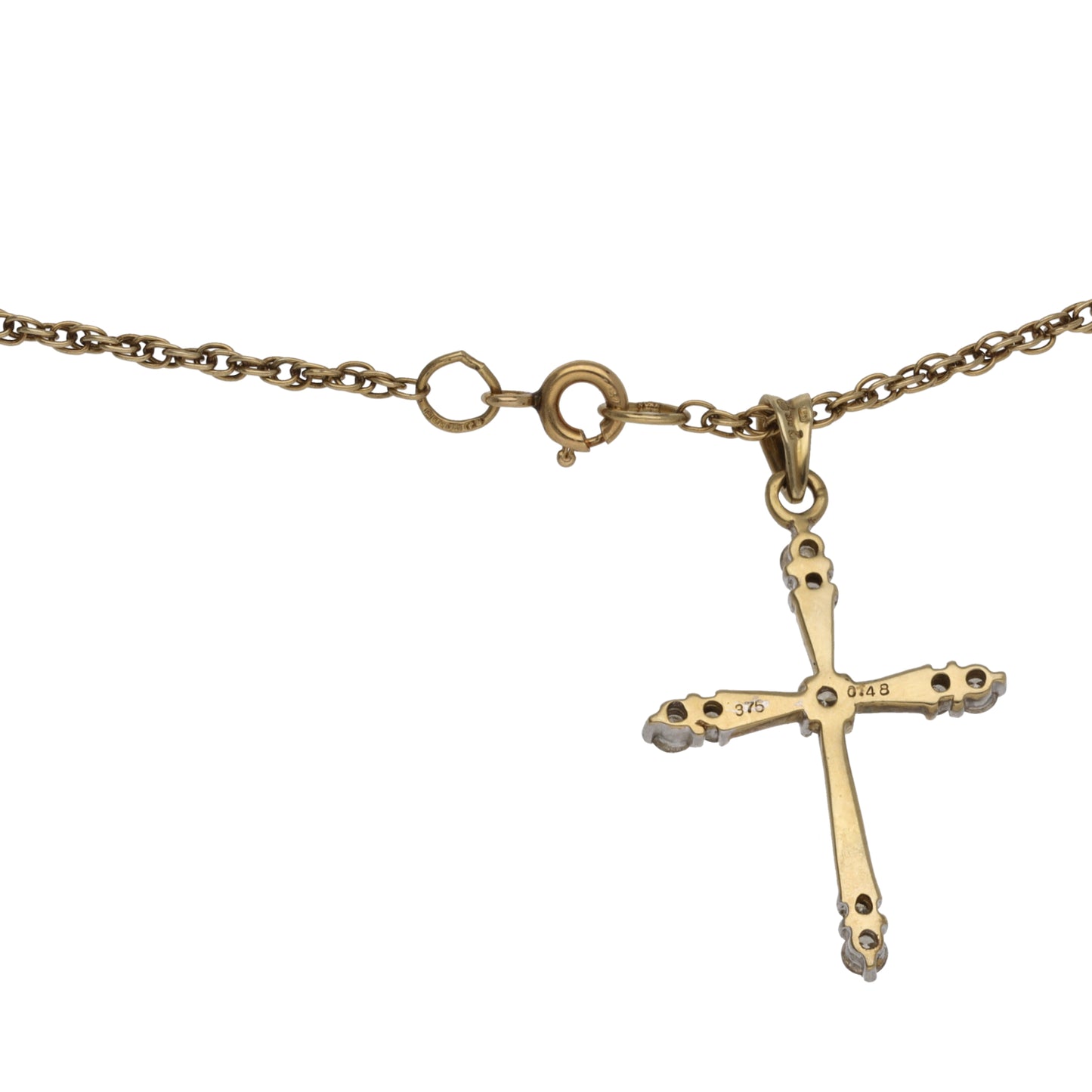 9ct Gold 0.48ct Diamond Cross Pendant With Chain