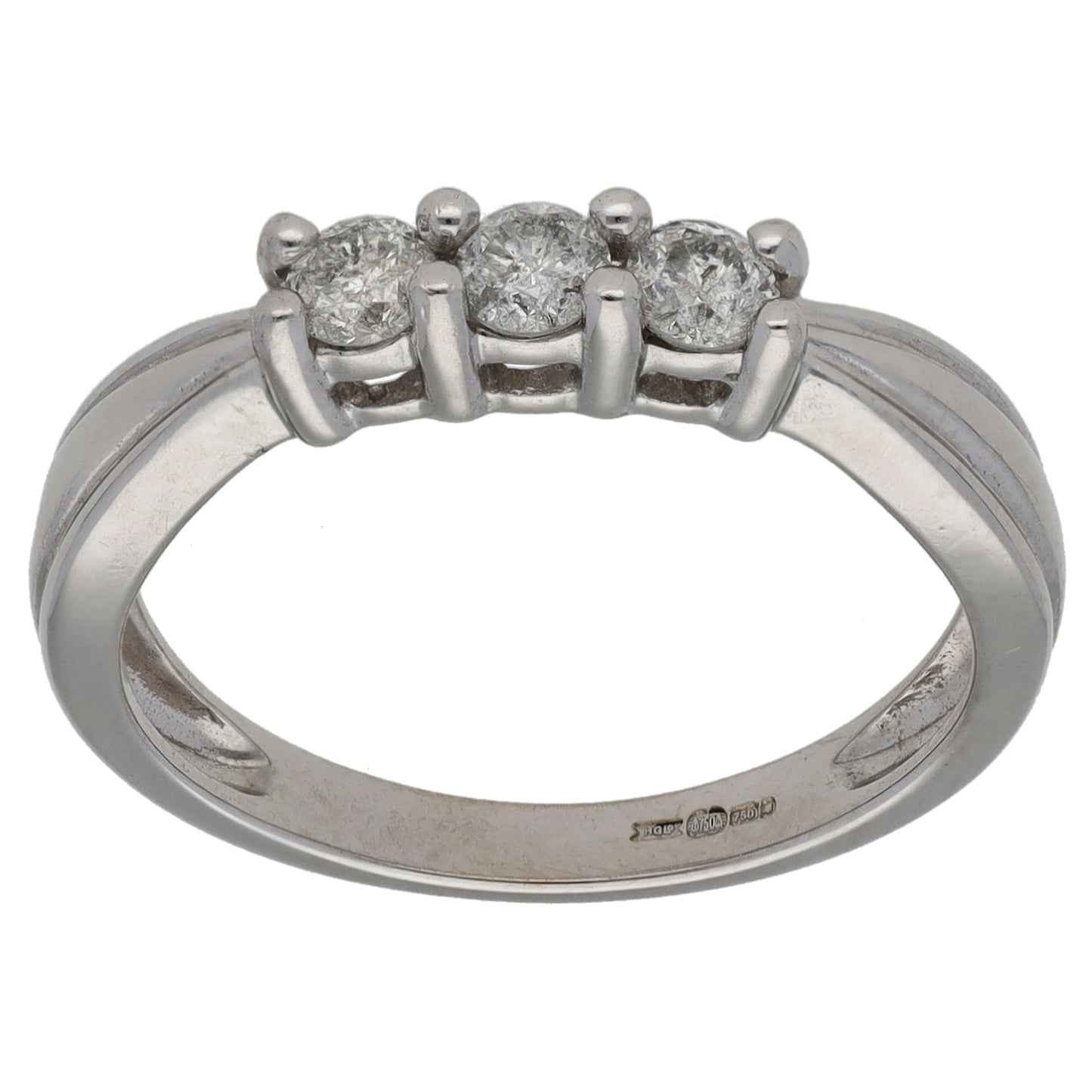 18ct White Gold 0.30ct Diamond Trilogy Ring Size K